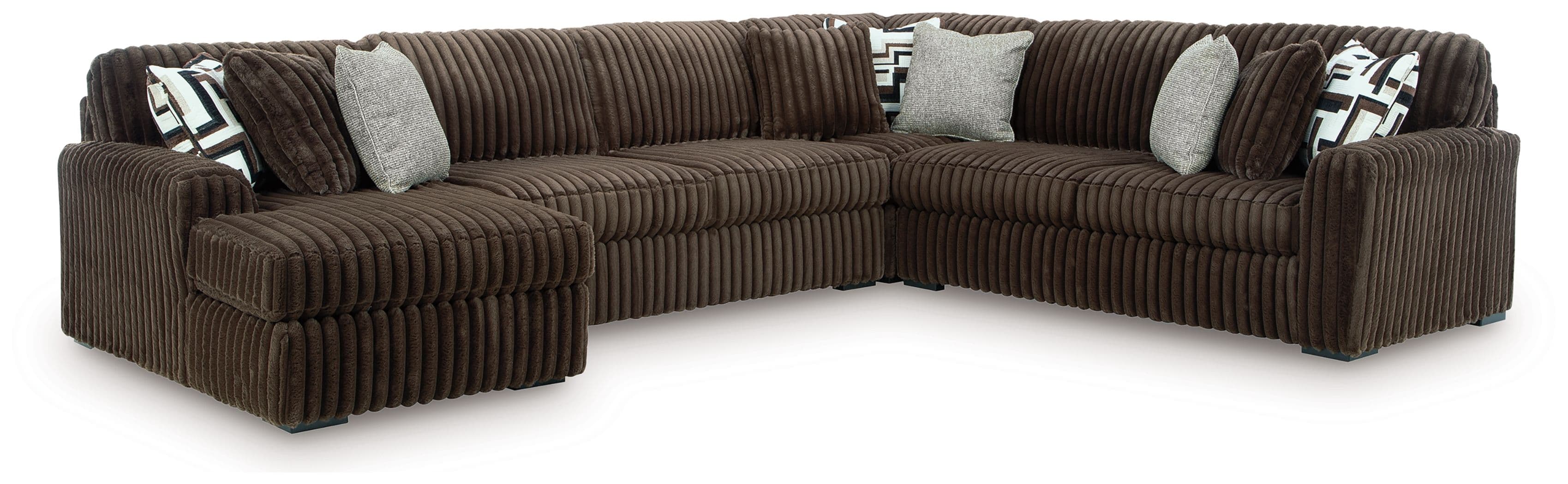 4-Piece Sectional With LAF Corner Chaise · Chocolate