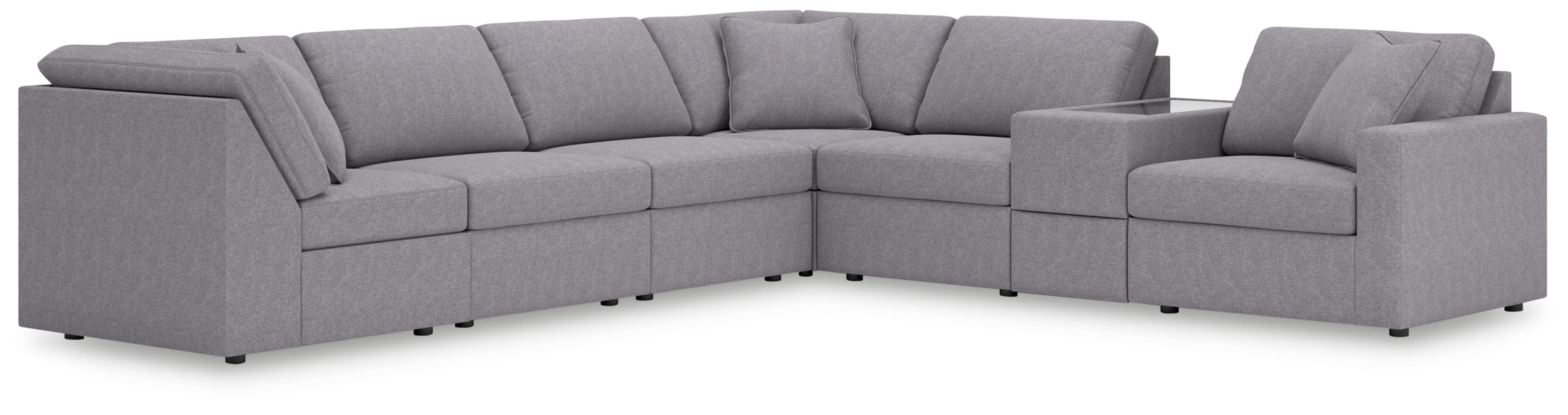Modmax - 7-Piece Sectional With Storage Console And Raf Corner Chair - Granite