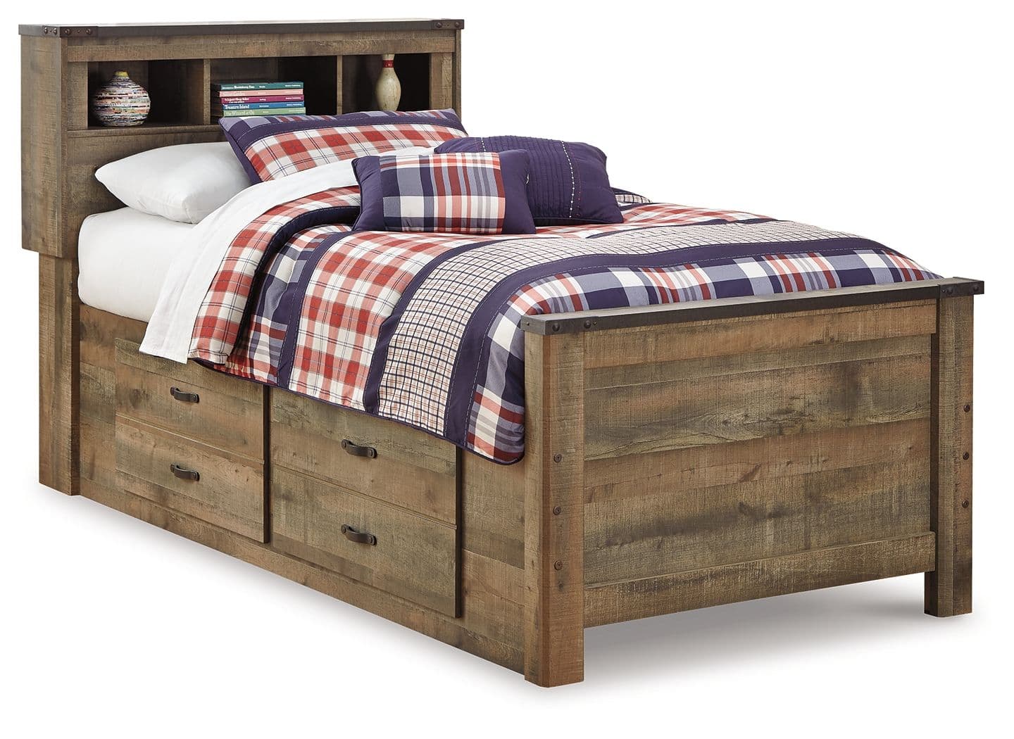 Twin Bookcase Bed With 2 Storage Drawers