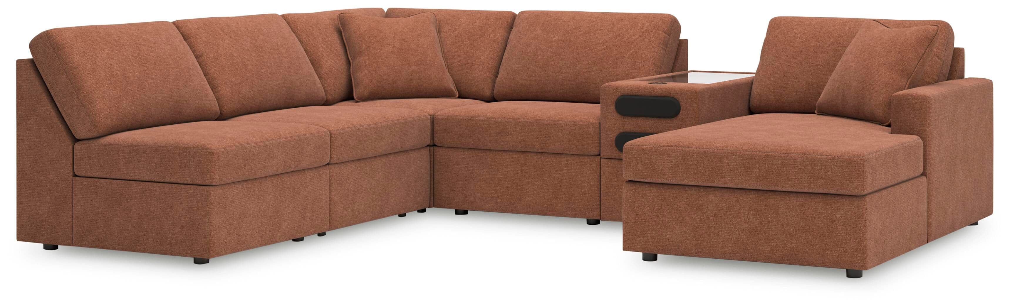 6-Piece Sectional With Raf Corner Chaise And Audio System Console
