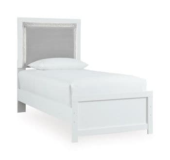Twin Upholstered Panel Headboard · White / Gray