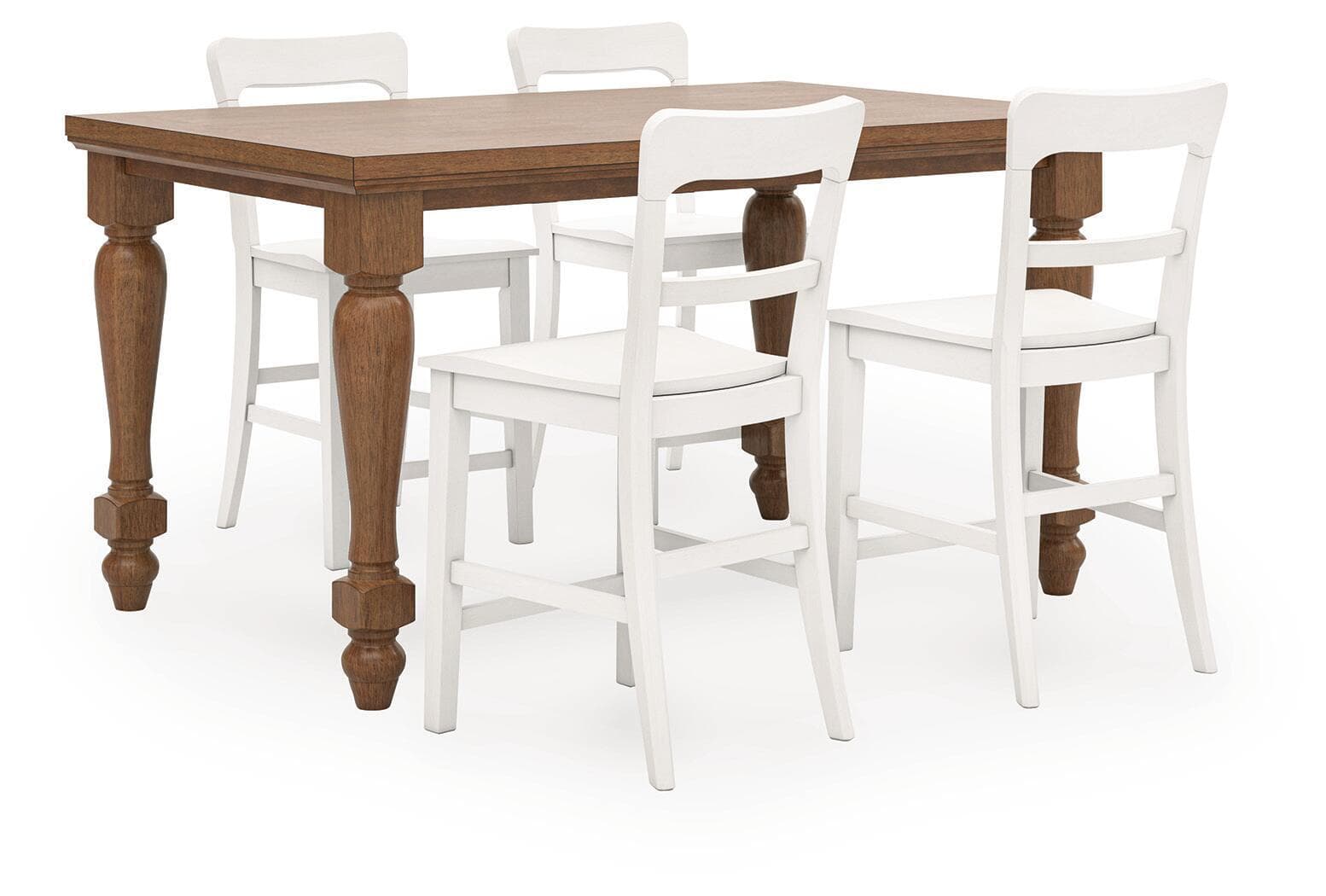 5 Pc. · Counter Height Dining Table And 4 Barstools · White