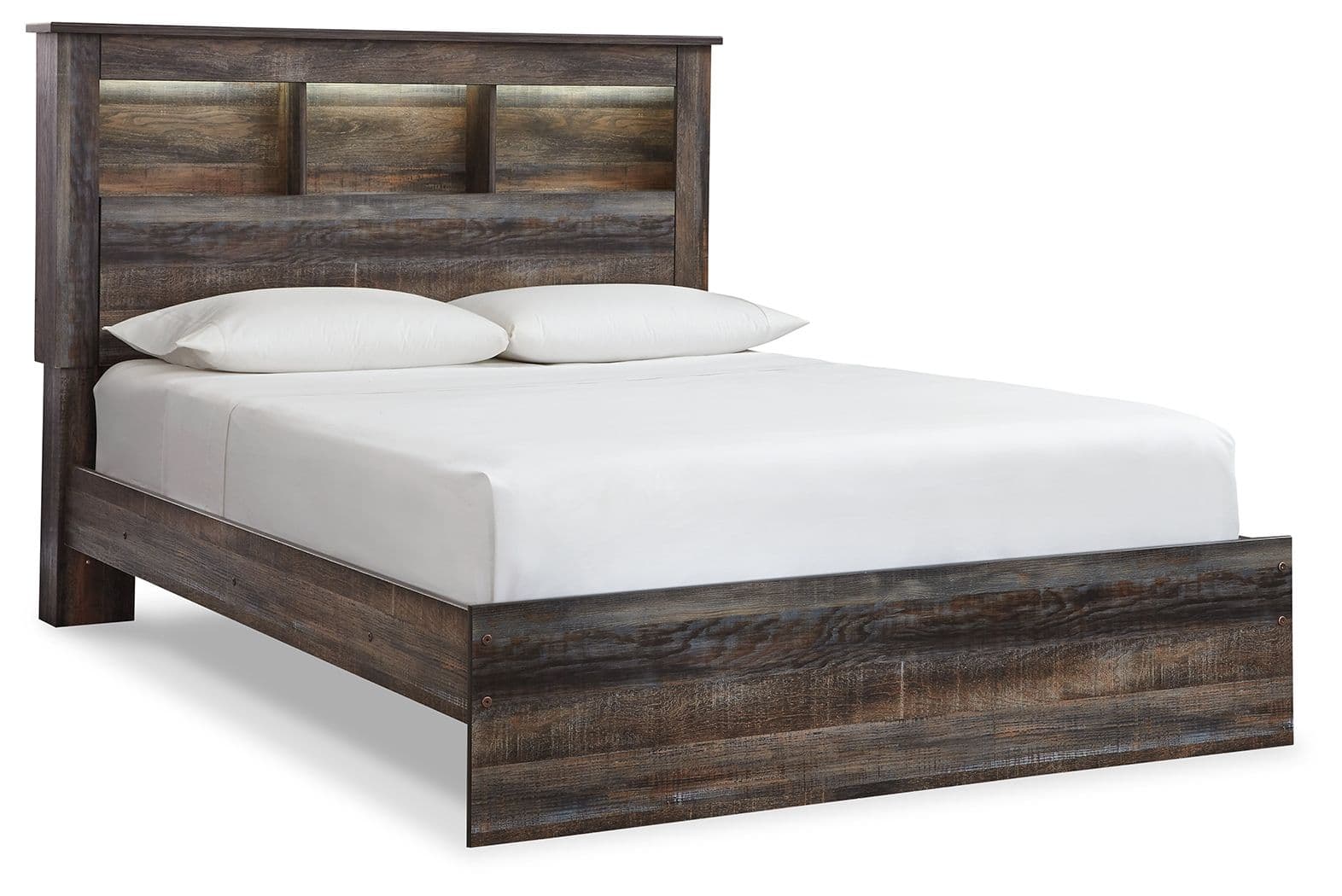 Queen Panel Bookcase Bed · Brown / Beige