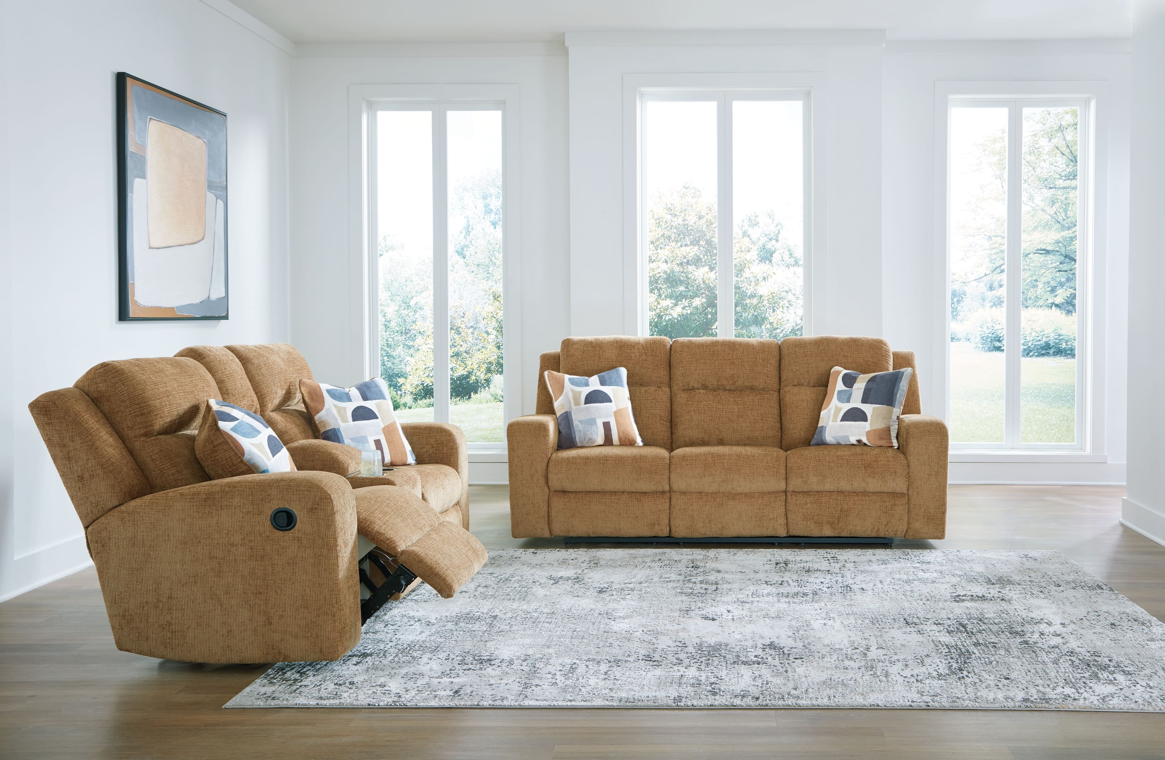 Kanlow - 2 Pc. - Reclining Sofa, Reclining Loveseat With Console - Honey