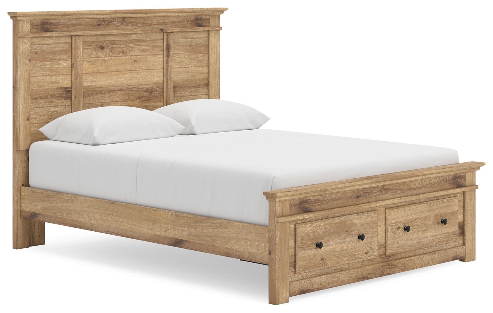 Queen Panel Storage Bed With Storage Footboard · Tan