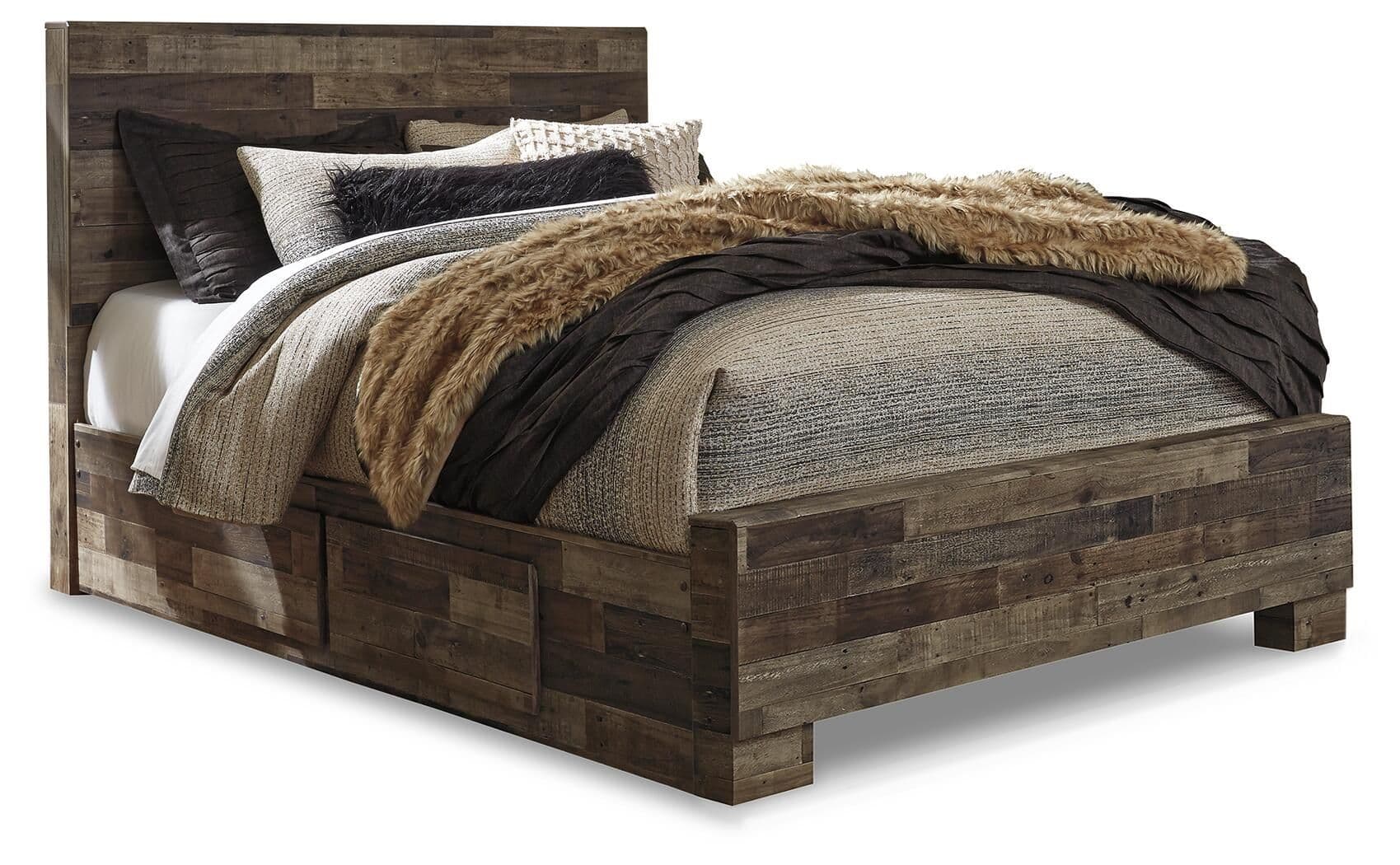Queen Panel Bed With 2 Under Bed Storage Drawers