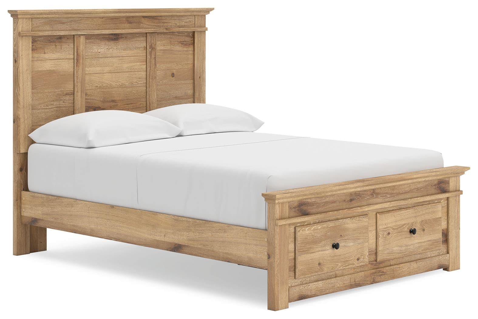 Full Panel Storage Bed With Storage Footboard · Tan