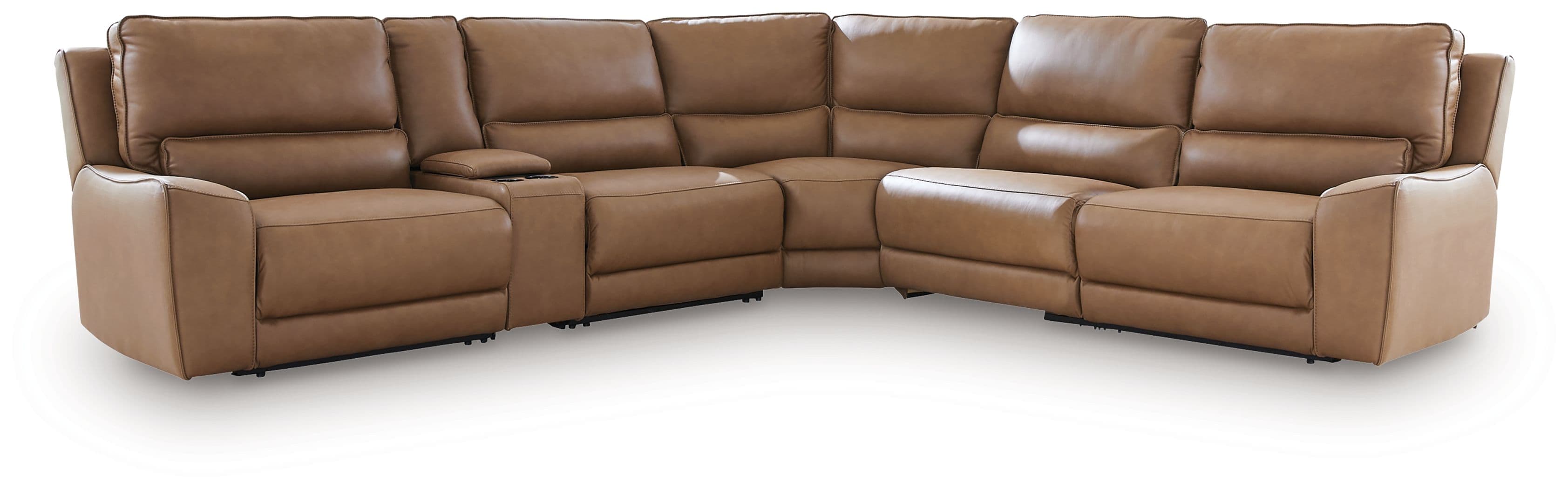 6-Piece Power Reclining Sectional With Storage Console · Caramel