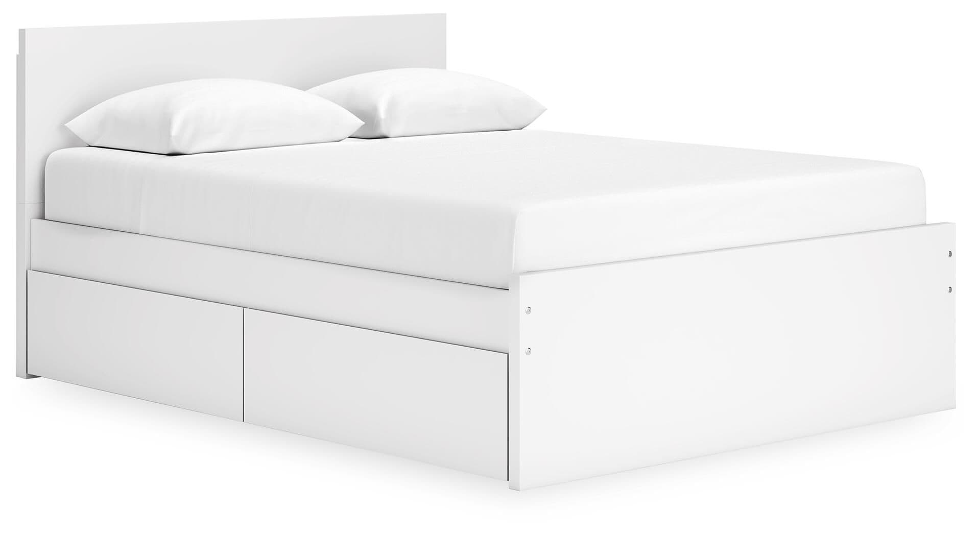 Queen Panel Platform Bed With 2 Side Storage · White
