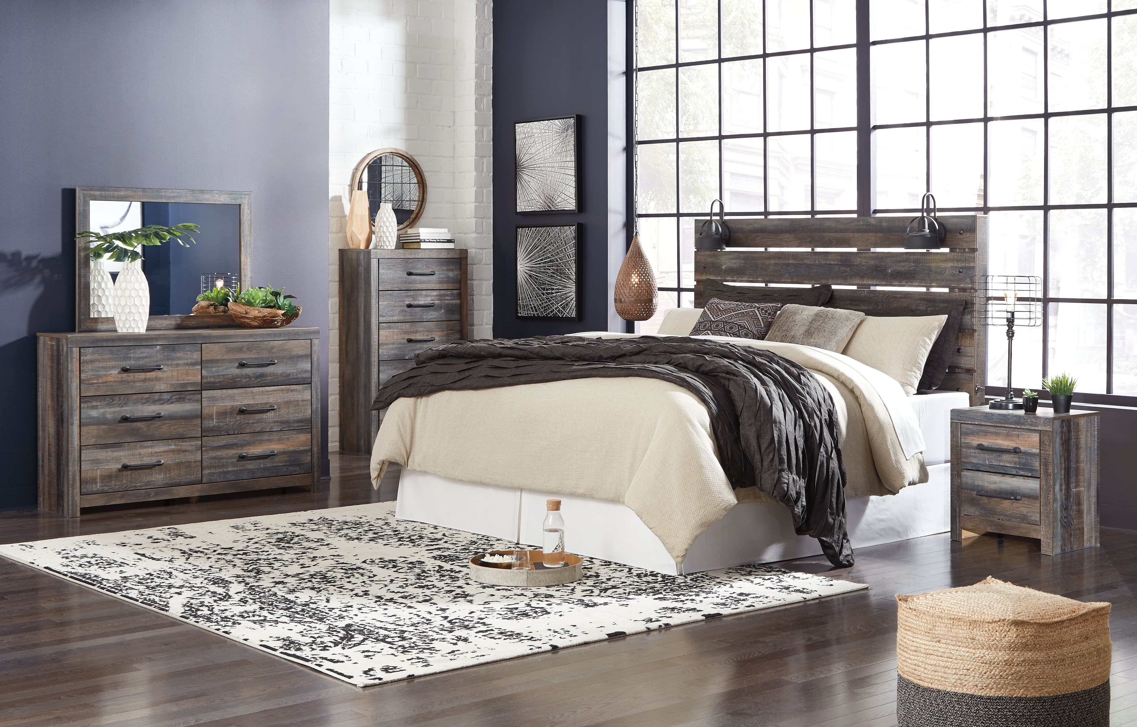 6 Pc. · Dresser, Mirror, Chest, King Panel Headboard, Nightstand, Bed Frame · Dark Gray