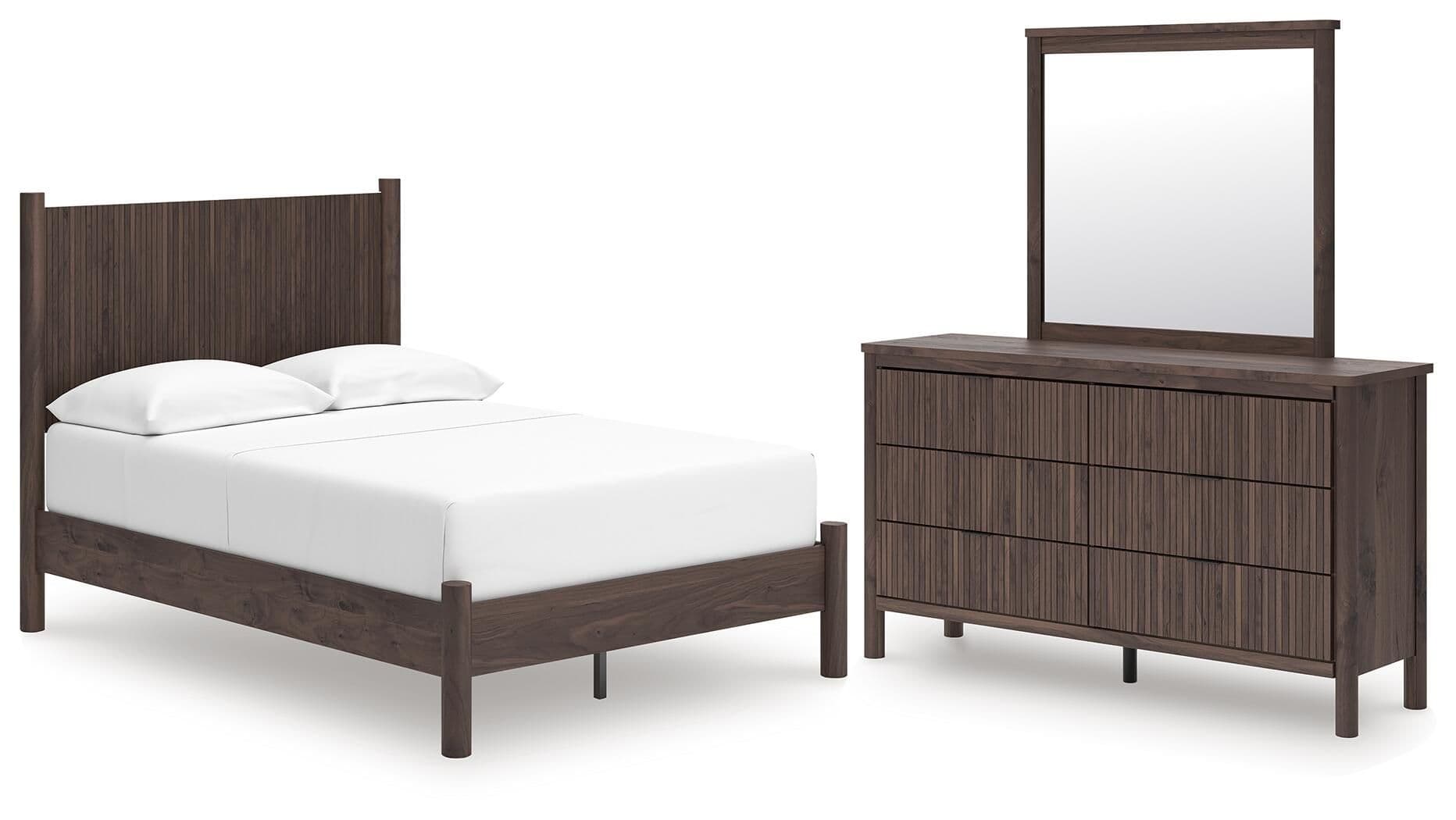 Full Panel Platform Bed, Dresser And Mirror
