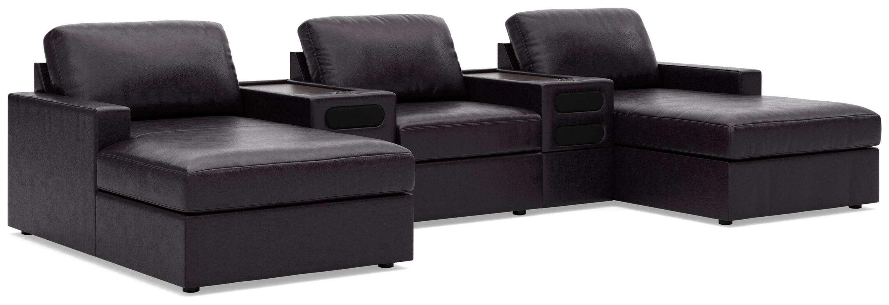 5-Piece Double Chaise Sectional With 2 Audio Consoles