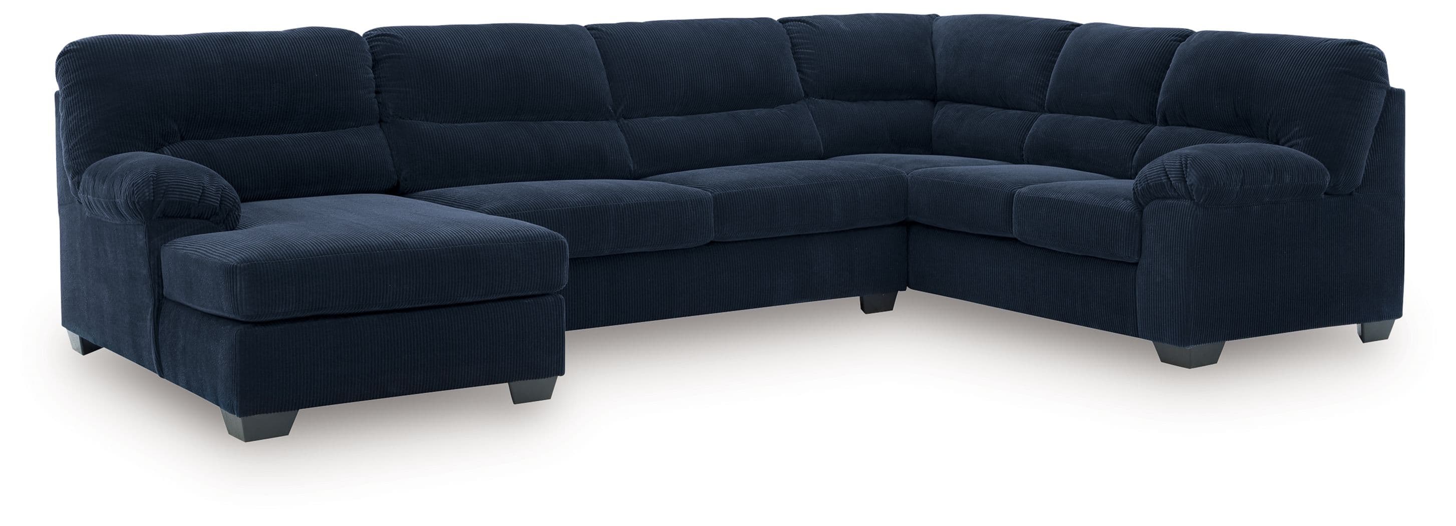 3-Piece Sectional With LAF Corner Chaise · Navy