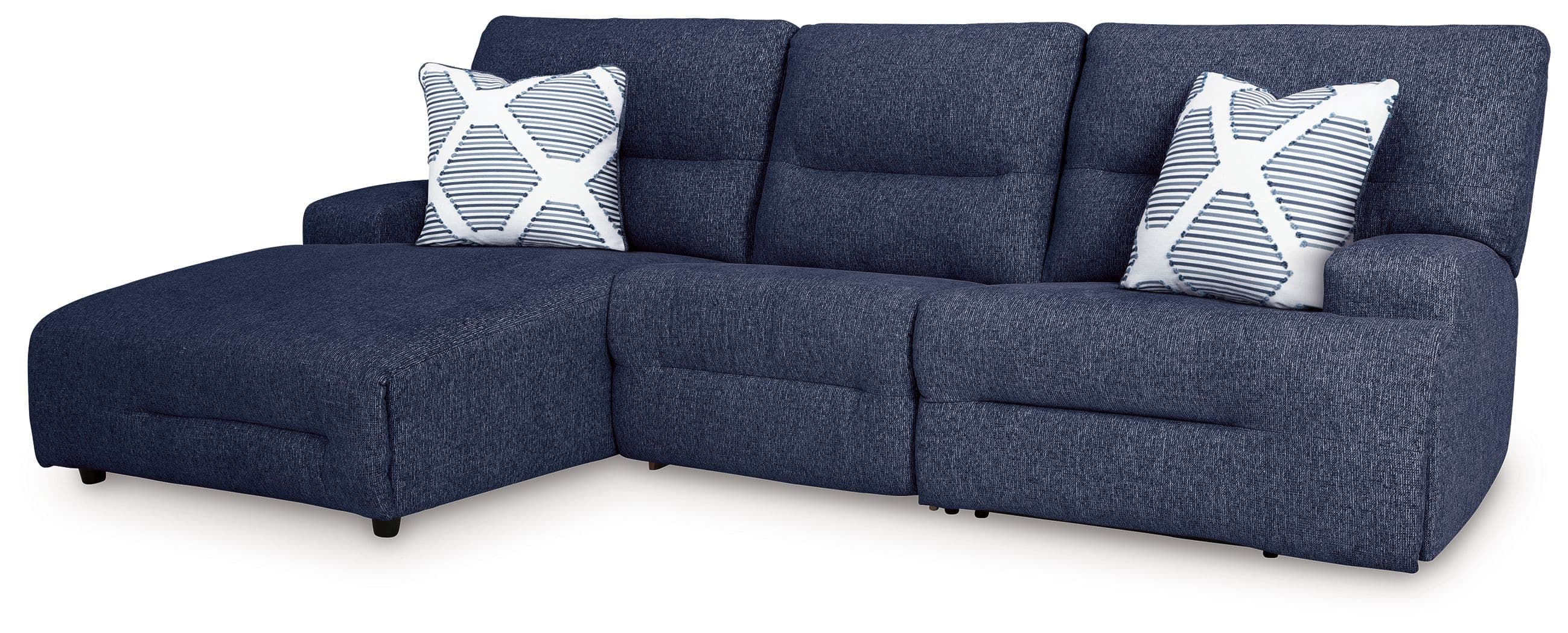 3-Piece Power Reclining Sectional With LAF Power Reclining Back Chaise · Navy