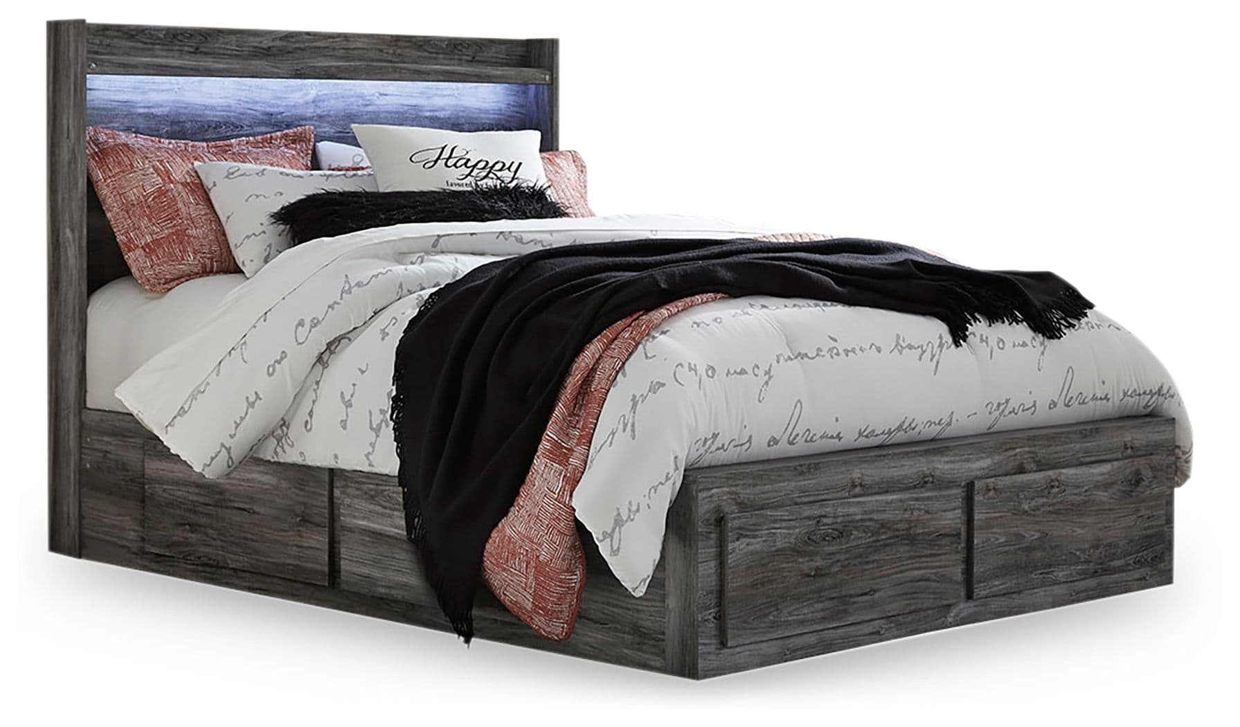 Queen Panel Bed With 4 Storage Drawers