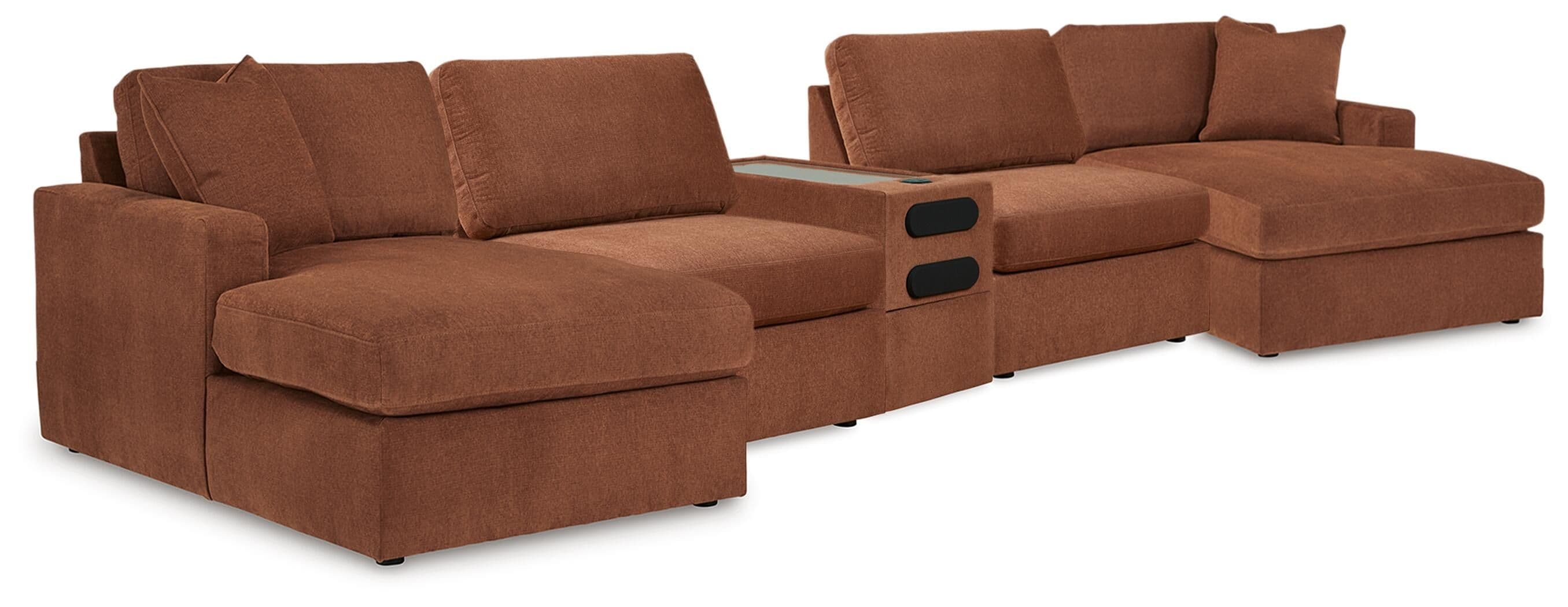5 Piece Double Chaise Sectional With Audio Console