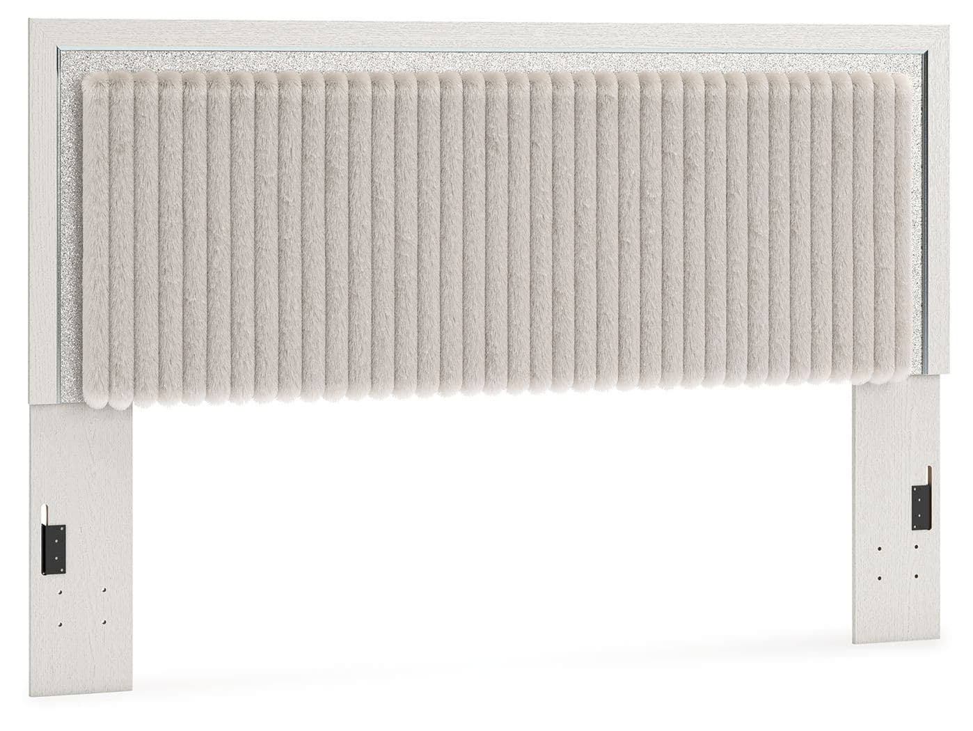 King Upholstered Panel Headboard · White
