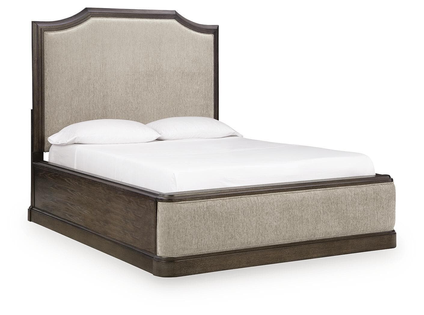 Wickenger - Queen Upholstered Panel Bed - Dark Brown