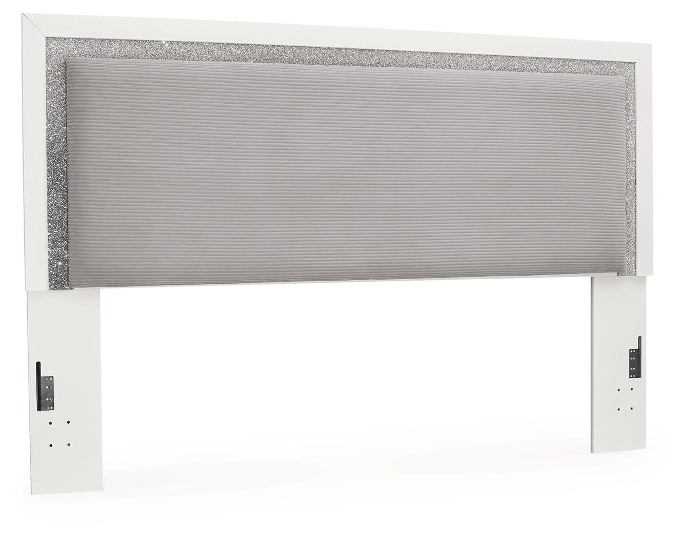 Maeling - King Upholstered Panel Headboard - White / Gray
