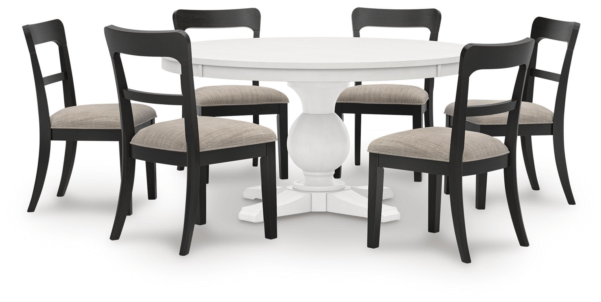 7 Pc. · Dining Table And 6 Upholstered Dining Side Chairs