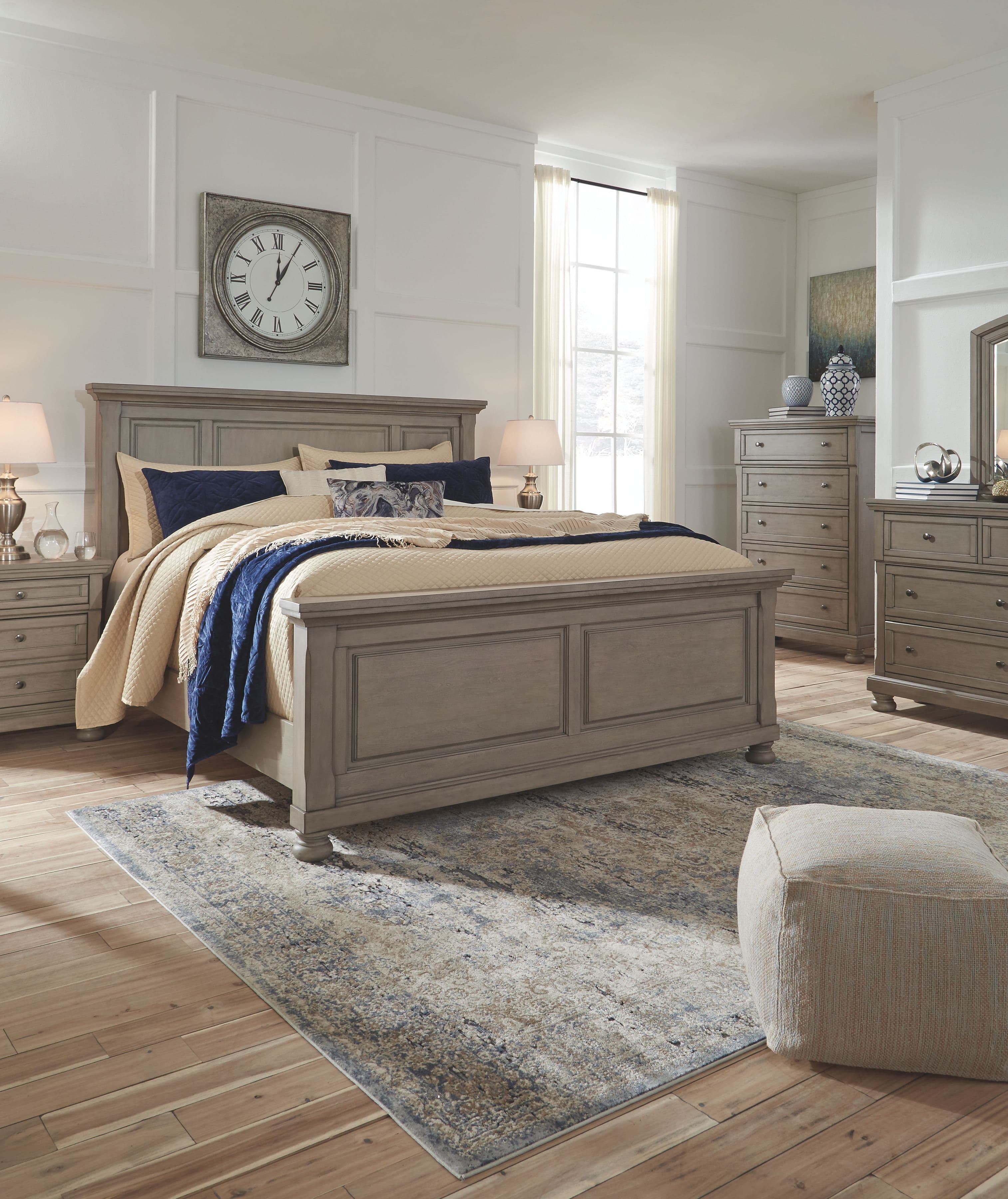 7 Pc. · Dresser, Mirror, California King Panel Bed, 2 Nightstands