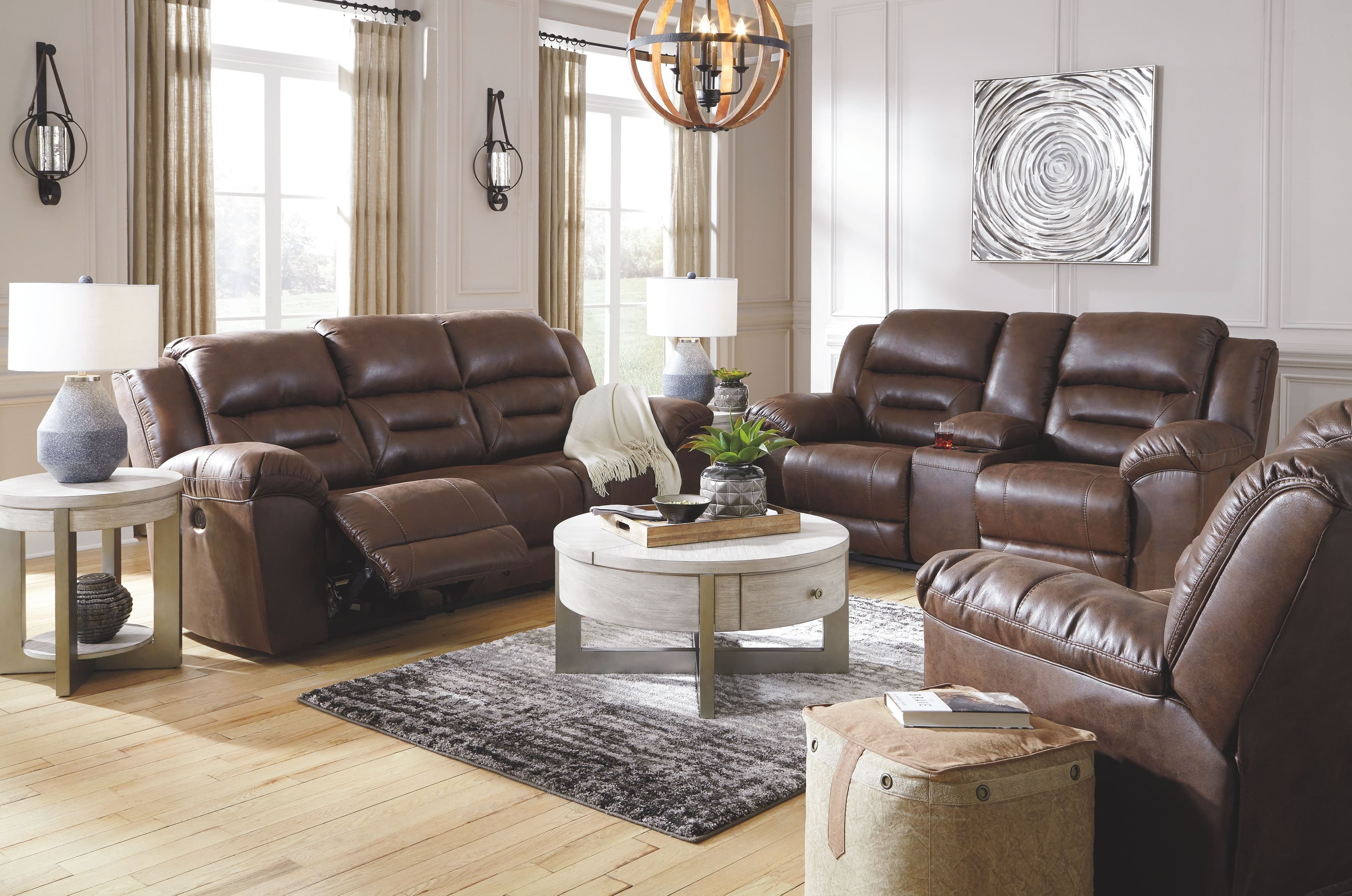 3 Pc. · Power Sofa, Loveseat, Rocker Recliner · Chocolate