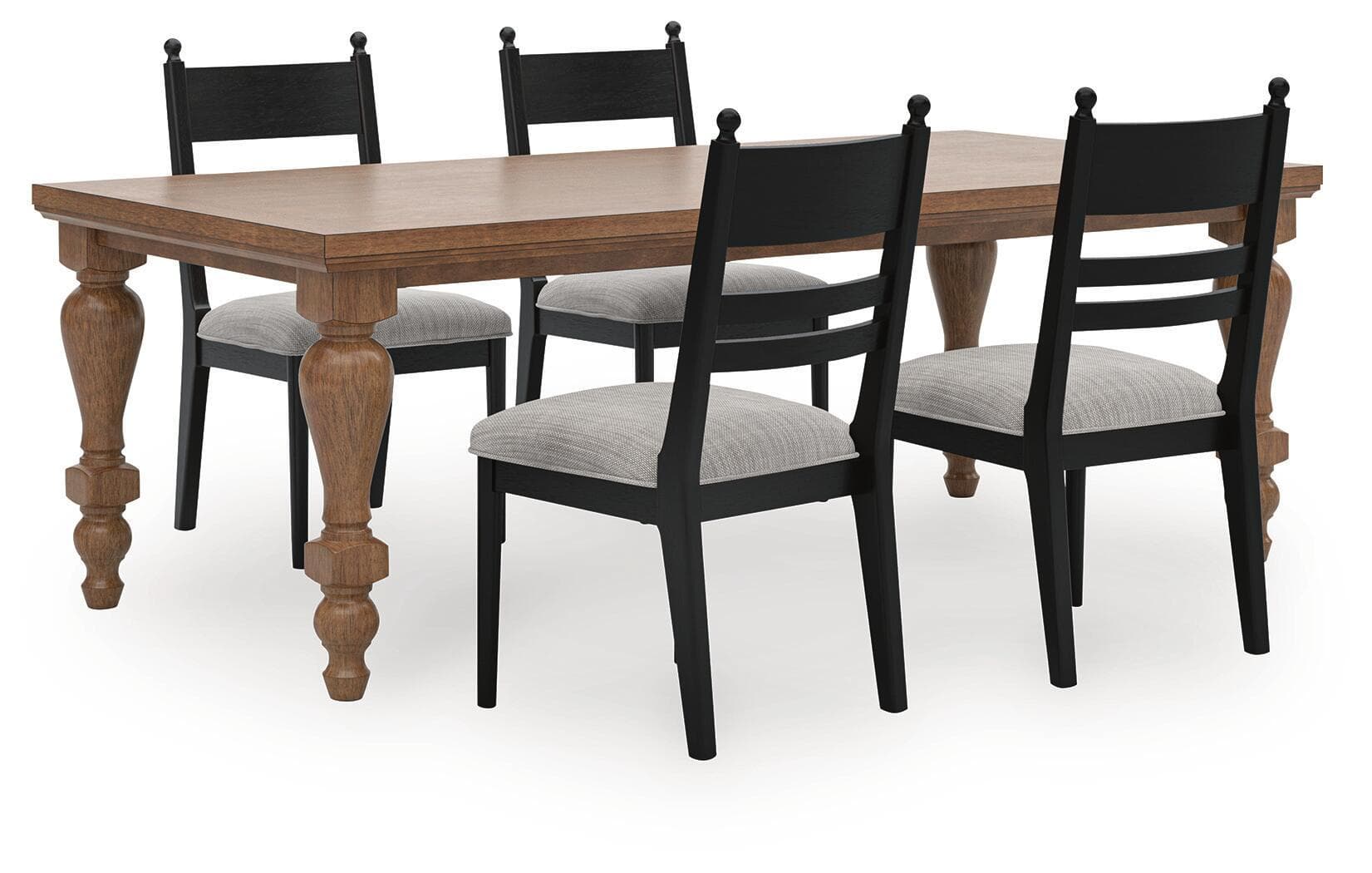 5 Pc. · Dining Table And 4 Upholstered Side Chairs · Brown / Black