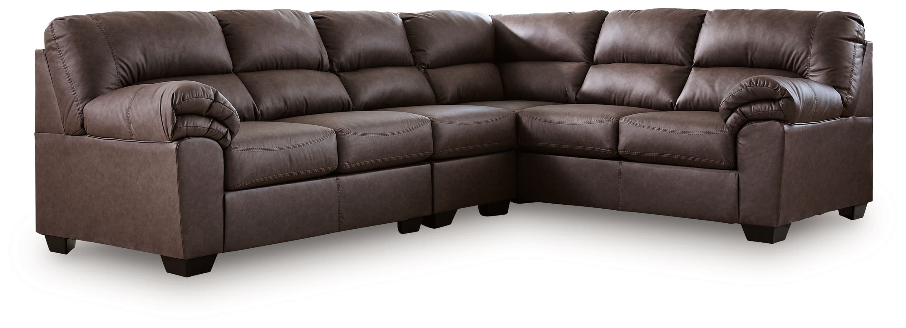 3-Piece Sectional With RAF Sofa With Corner Wedge · Umber