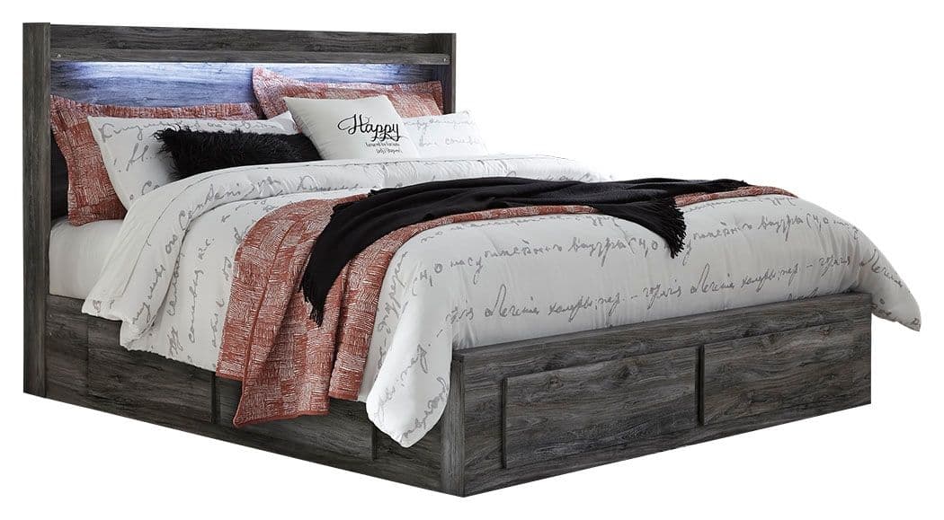 King Panel Bed With 4 Storage Drawers