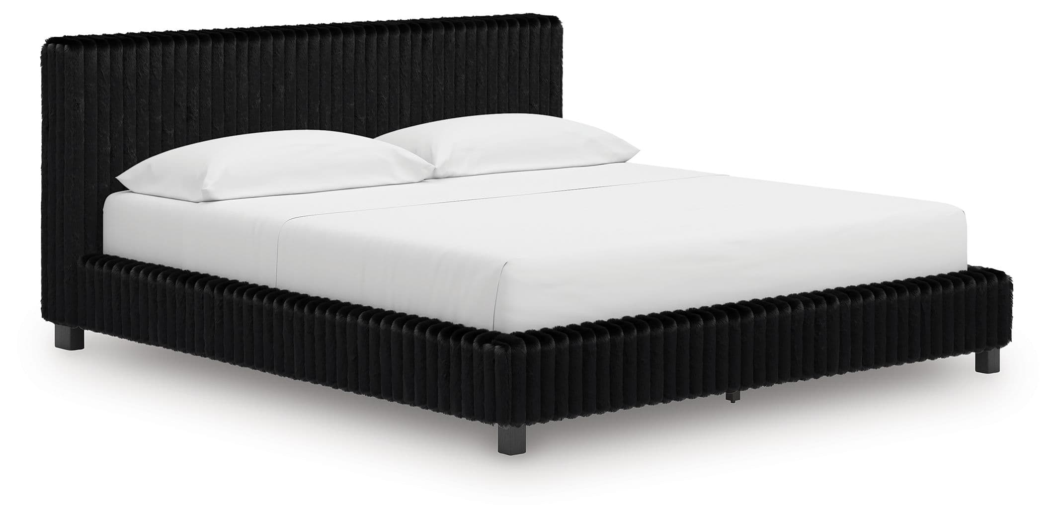California King Upholstered Bed · Black