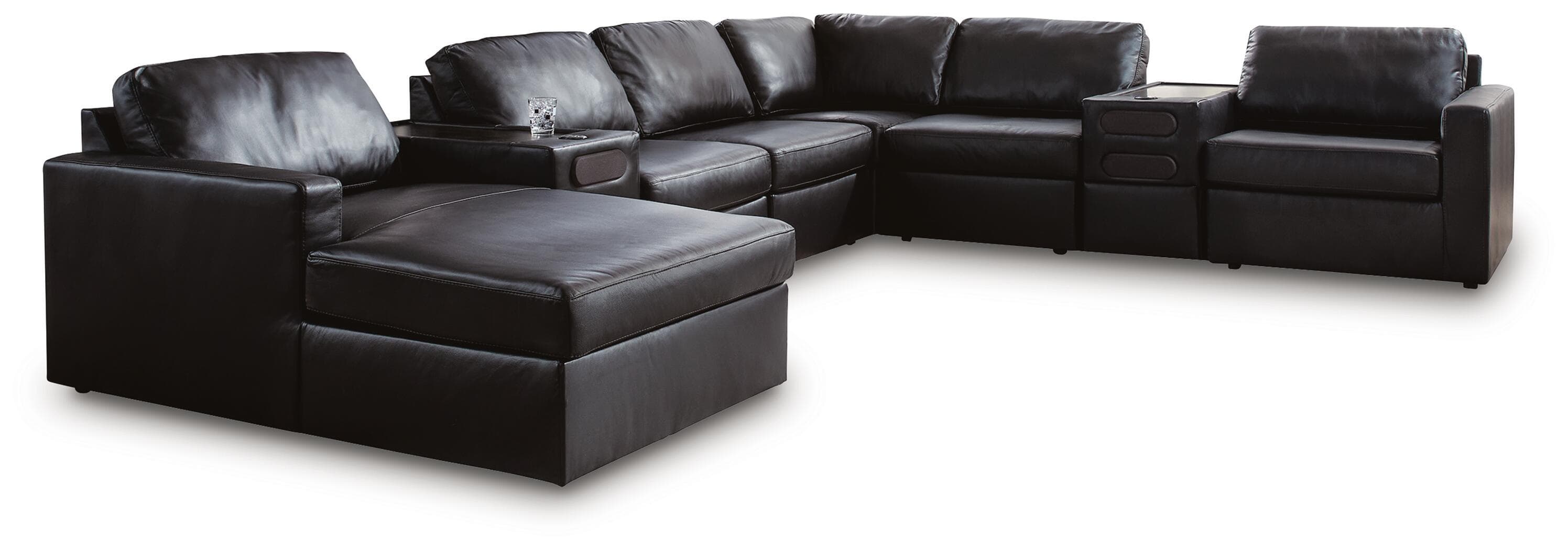 8-Piece Sectional With LAF Corner Chaise And Audio Consoles