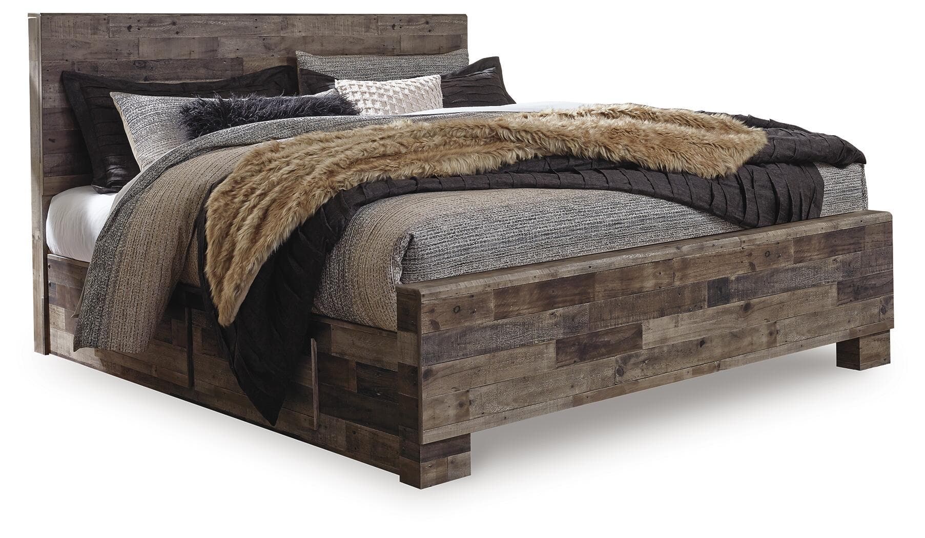King Panel Bed With 2 Side Storage