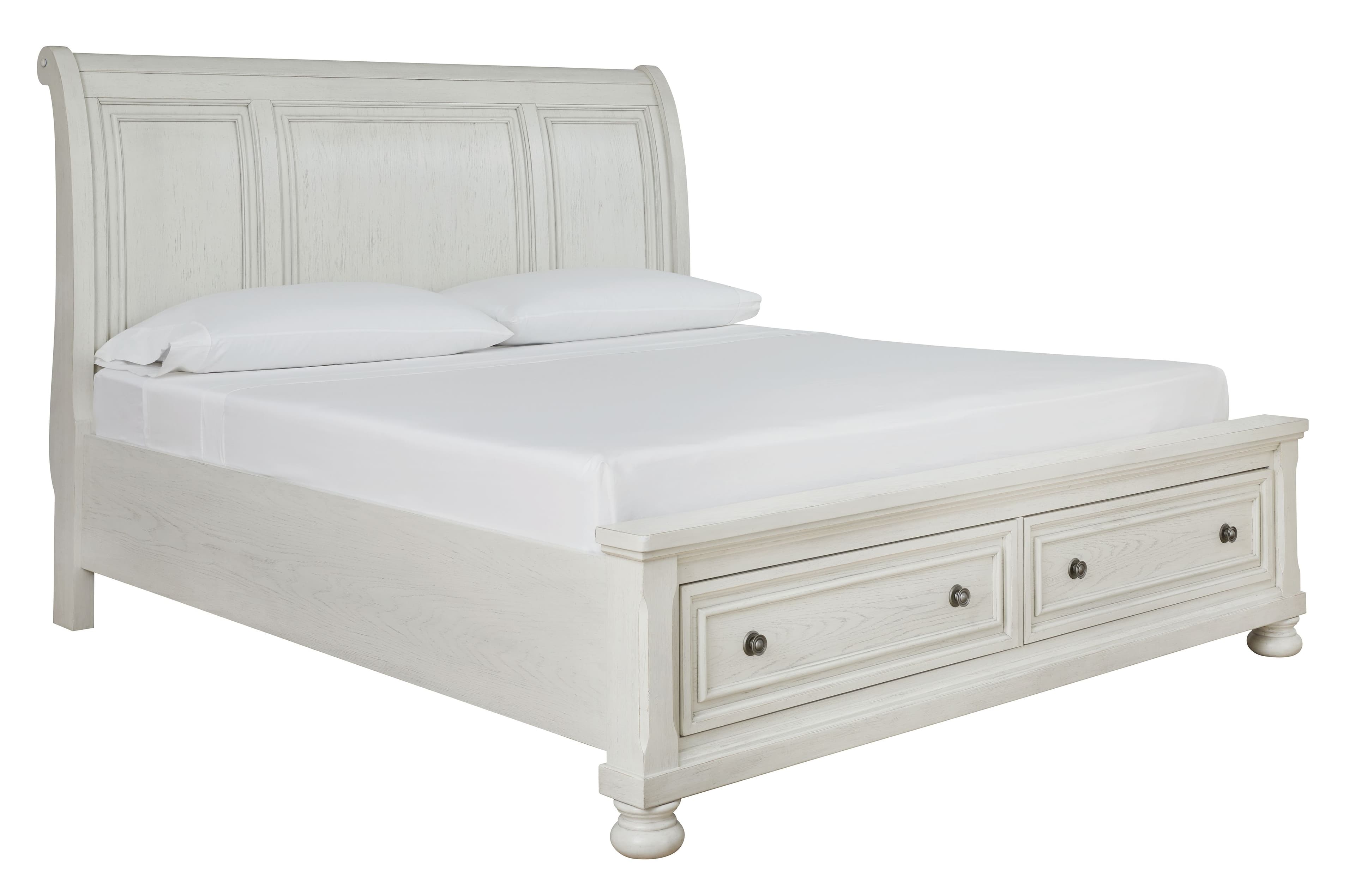 King Sleigh Bed With 2 Storage Drawers