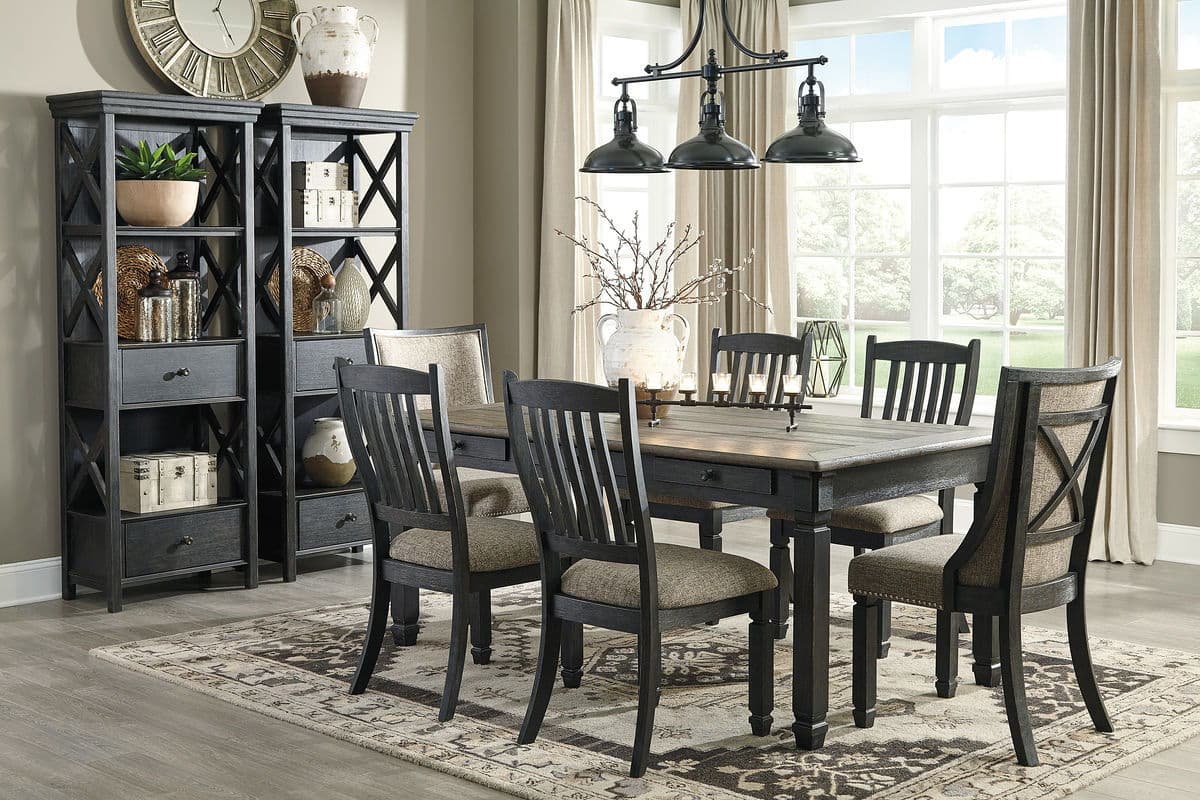 9 Pc. · Dining Room Table, 4 Side Chairs, 2 Upholstered Side Chairs, 2 Cabinets