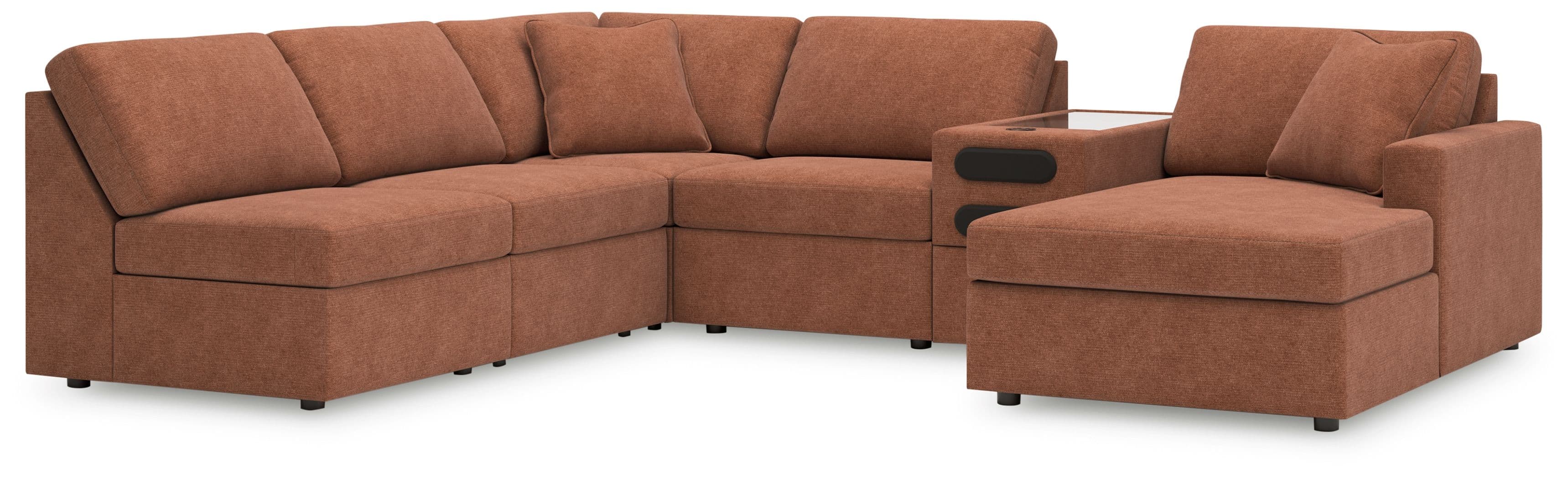 6-Piece Sectional With Raf Corner Chaise And Audio System Console