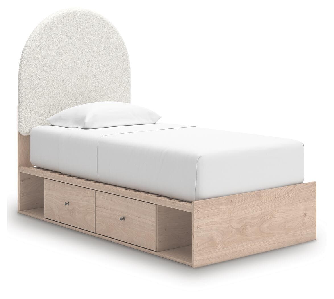 Twin Upholstered Panel Bed With 2 Under Bed Storage Units