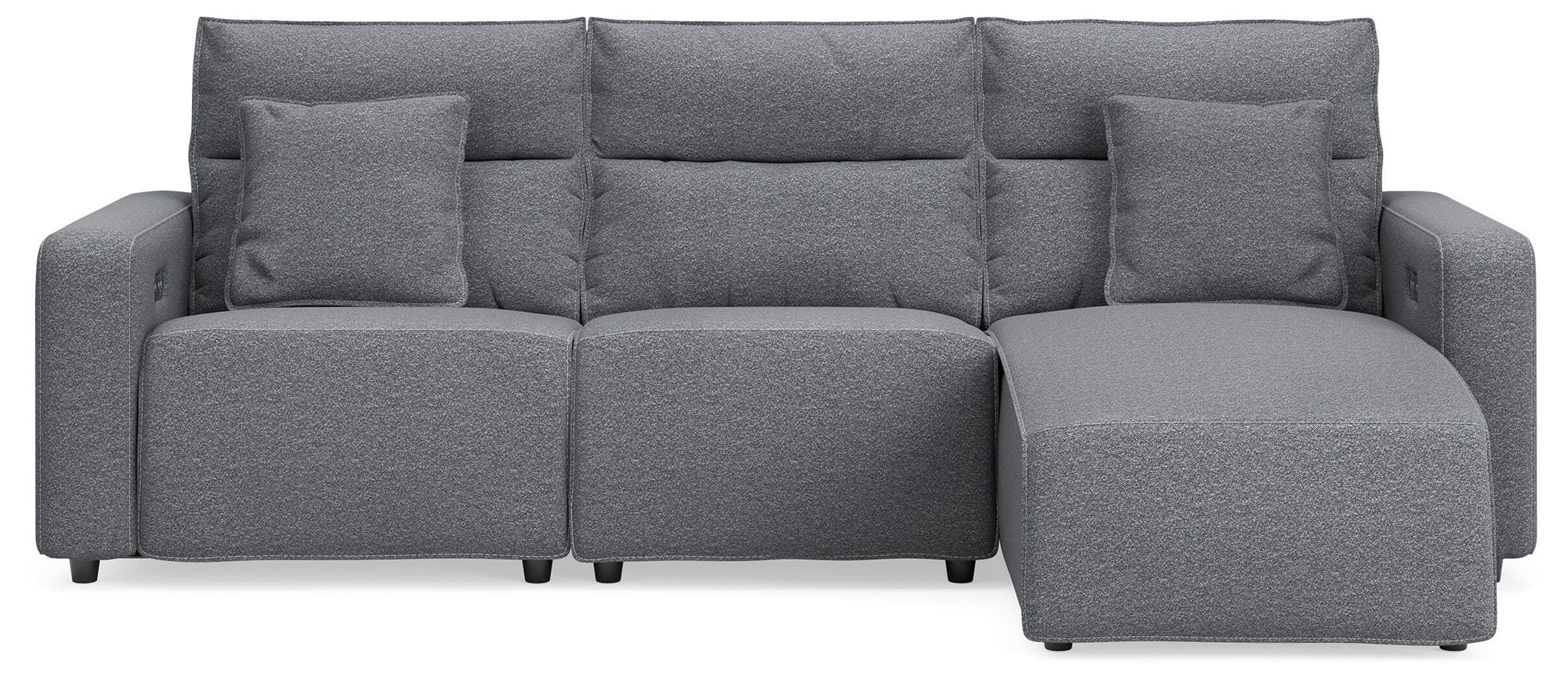 3-Piece Power Reclining Sofa With RAF Press Back Power Chaise · Salt And Pepper