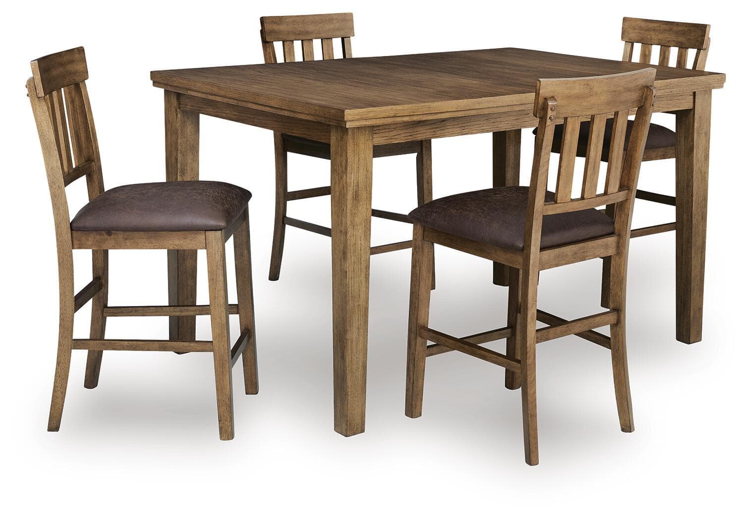 Urbinforte - 5 Pc. - Counter Height Extension Dining Table And 4 Barstools - Light Brown