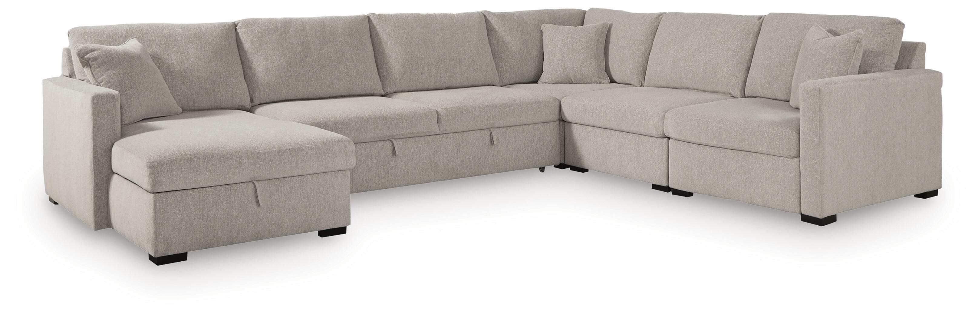 5-Piece Sectional With LAF Corner Chaise With Storage And Pop Up Sleeper