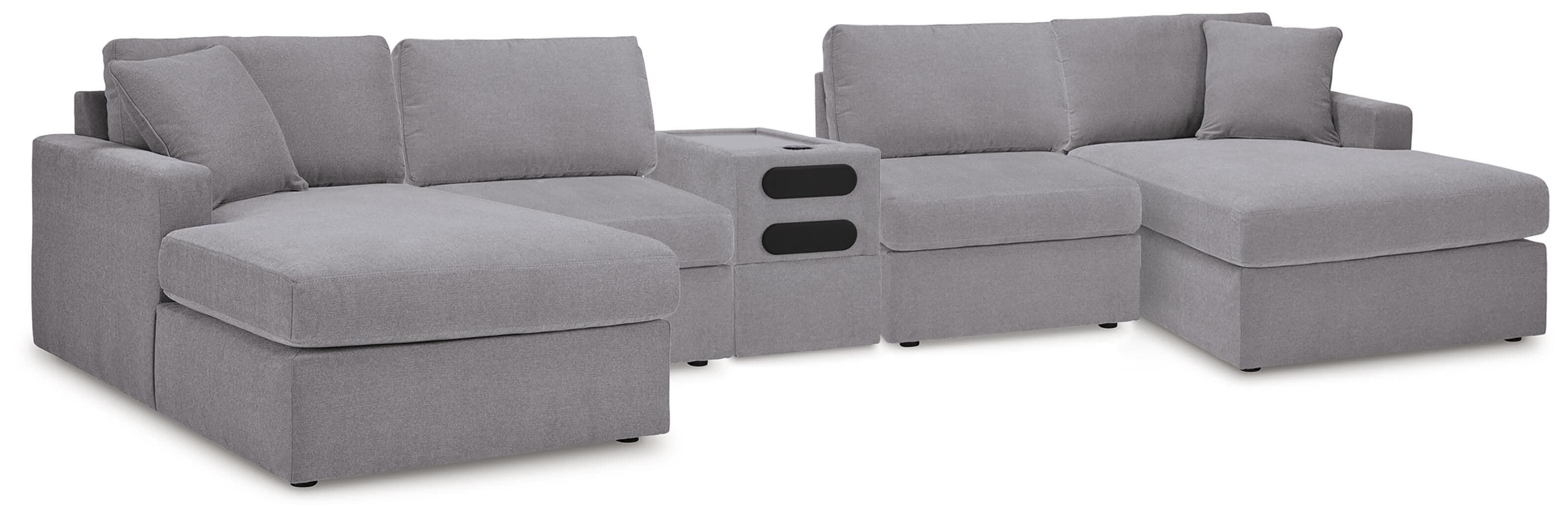 5 Piece Double Chaise Sectional With Audio Console