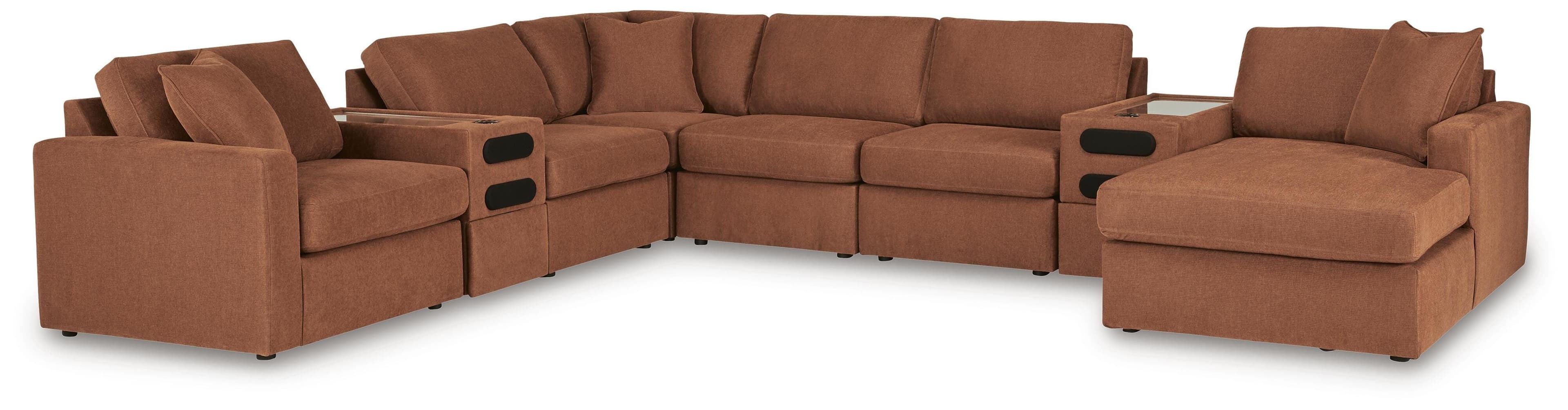 8-Piece Sectional With RAF Corner Storage Chaise And 2 Audio Consoles