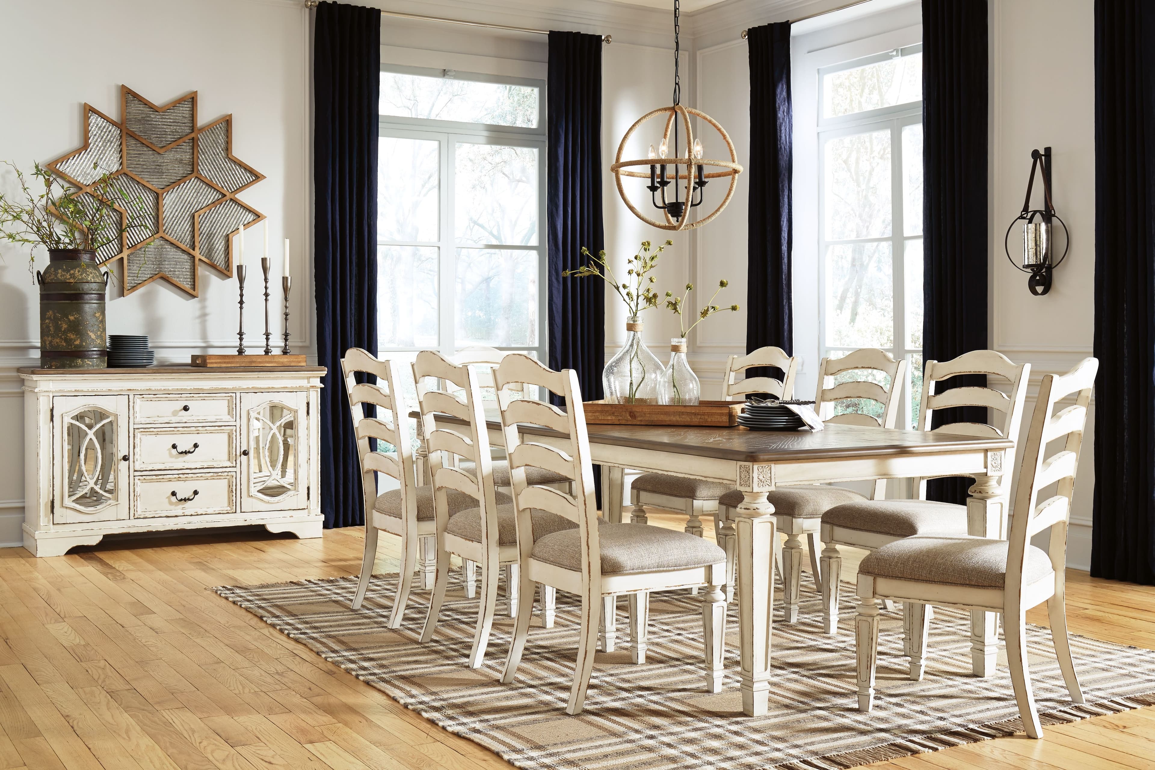 9 Pc. · Extension Table, 8 Ladderback Side Chairs