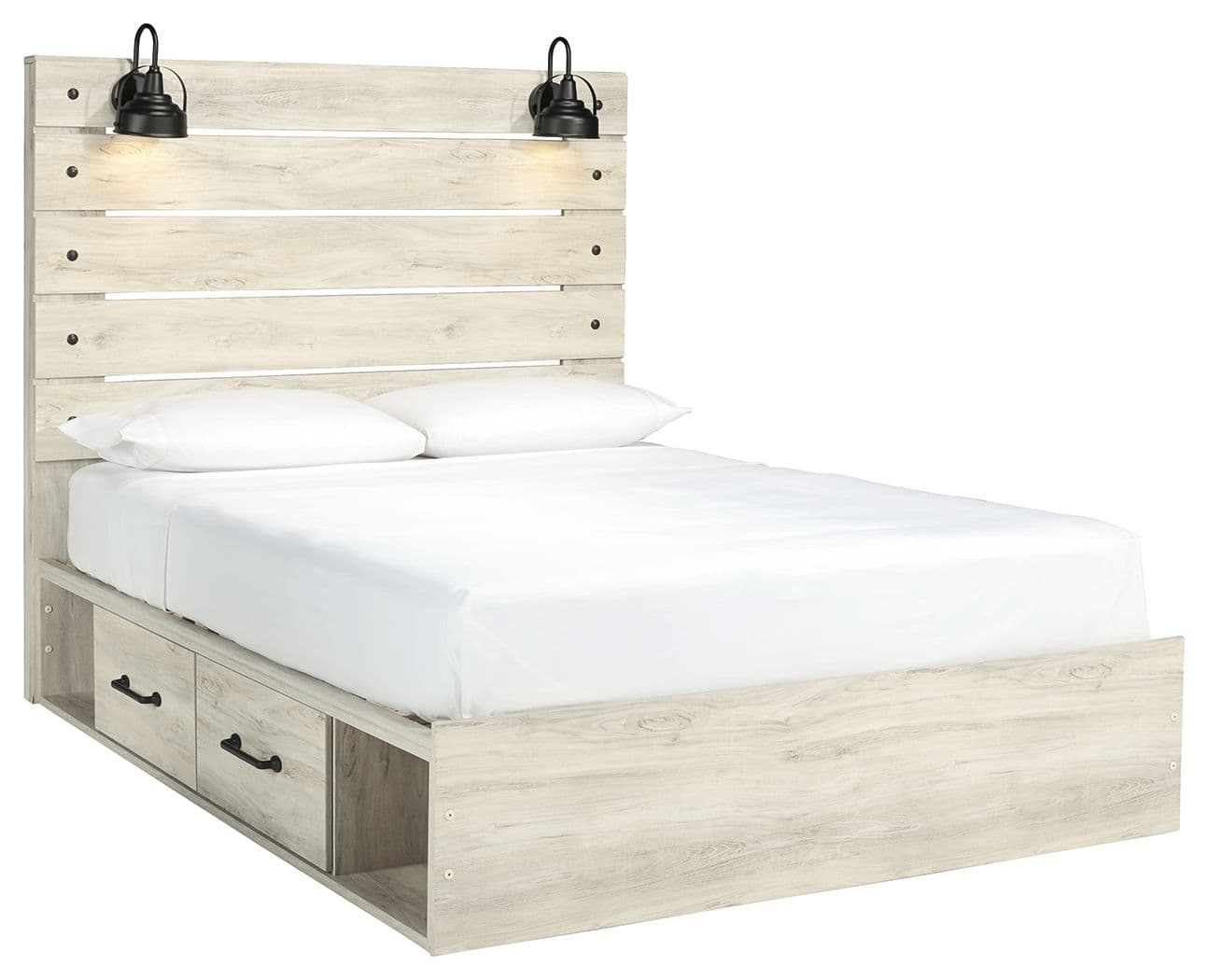 Queen Panel Bed With Side Storage Drawers