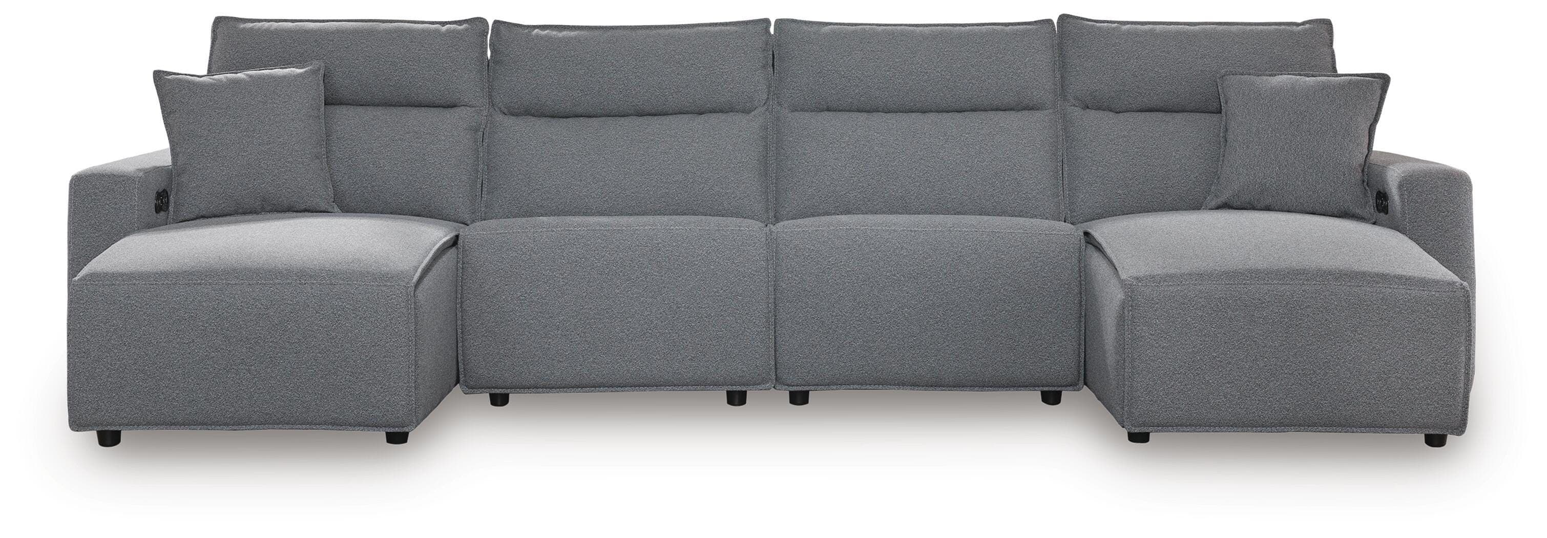 4-Piece Power Reclining Sectional With Double Chaise And 2 Power Armless Recliners · Salt And Pepper