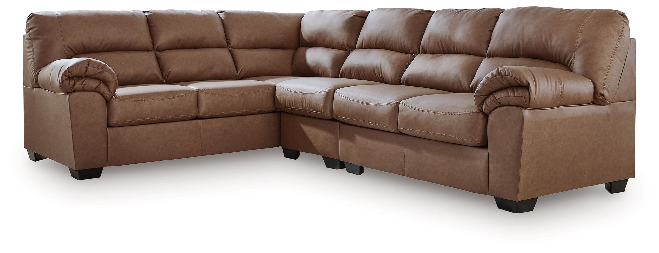 3-Piece Sectional With LAF Sofa With Corner Wedge · Caramel