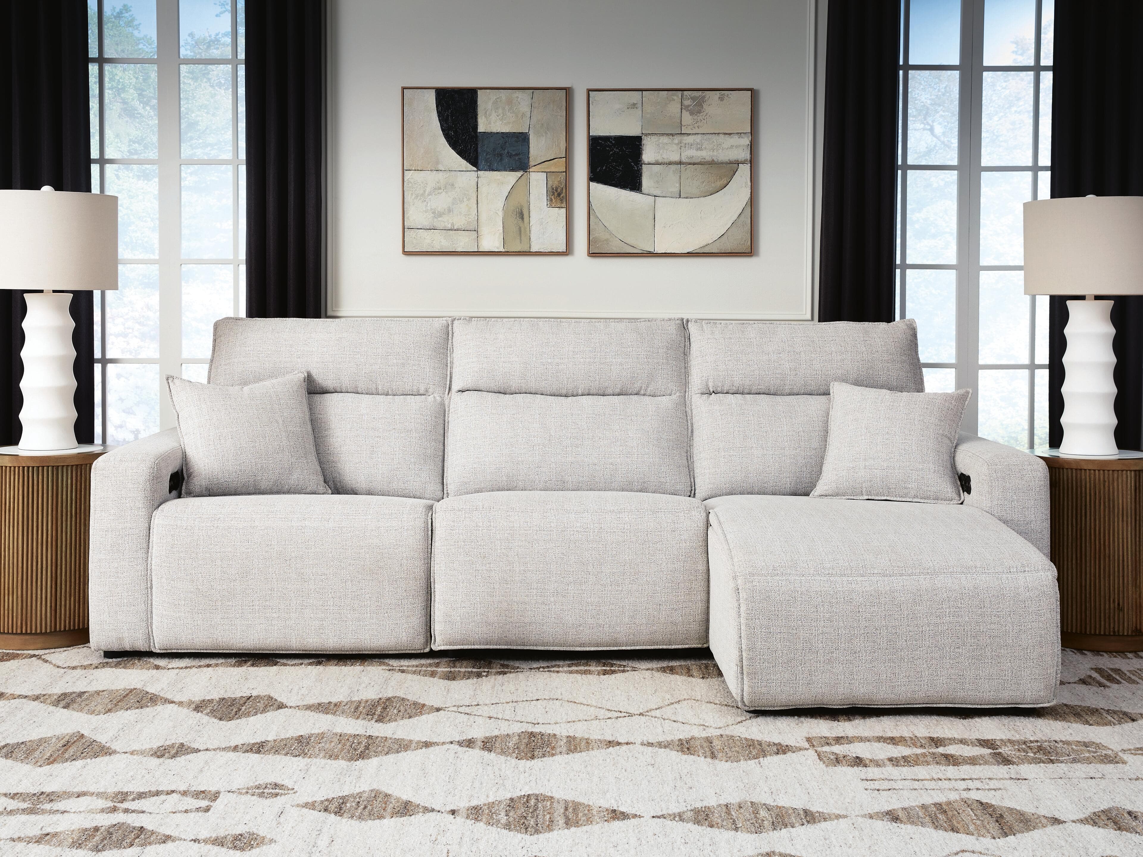 3-Piece Power Reclining Sofa With RAF Press Back Power Chaise