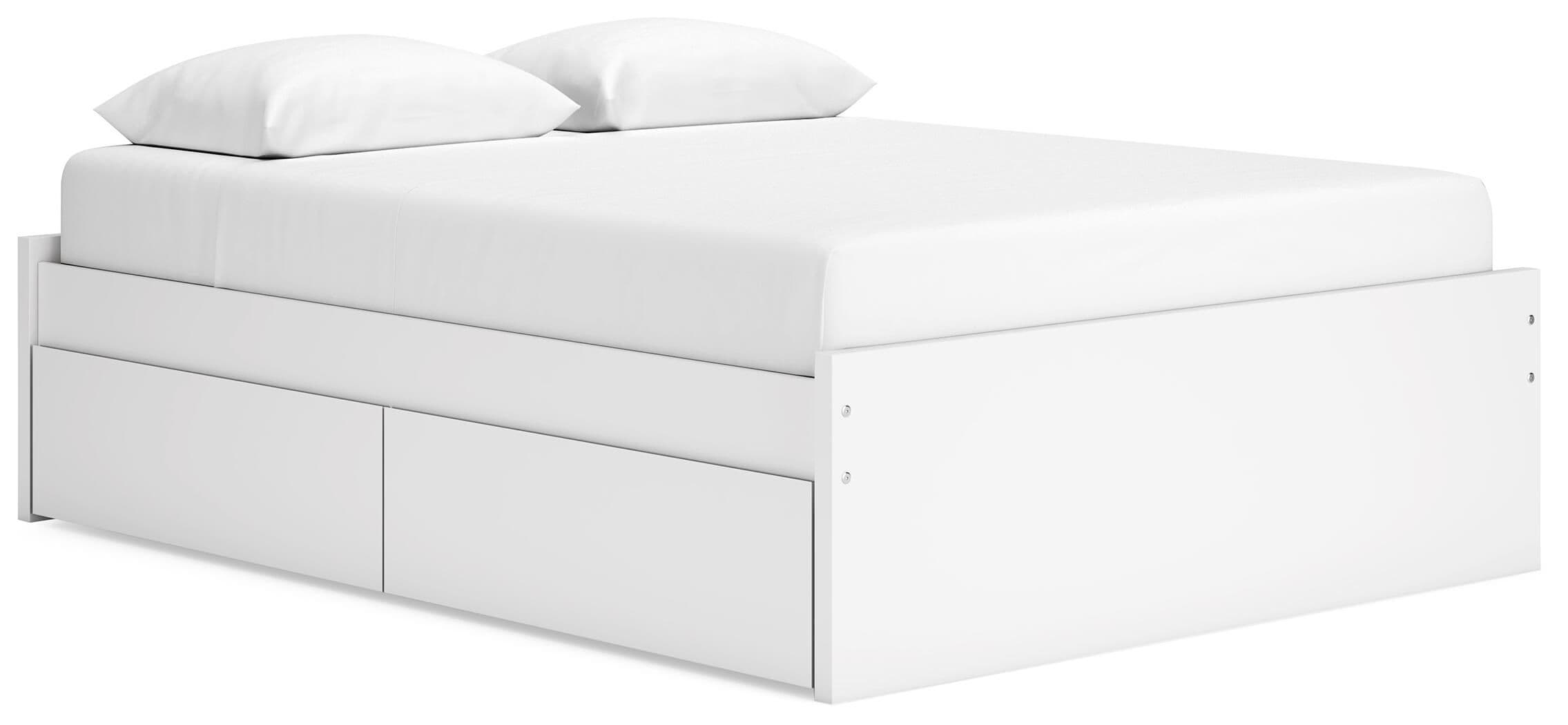 Queen Platform Bed With 2 Side Storage · White