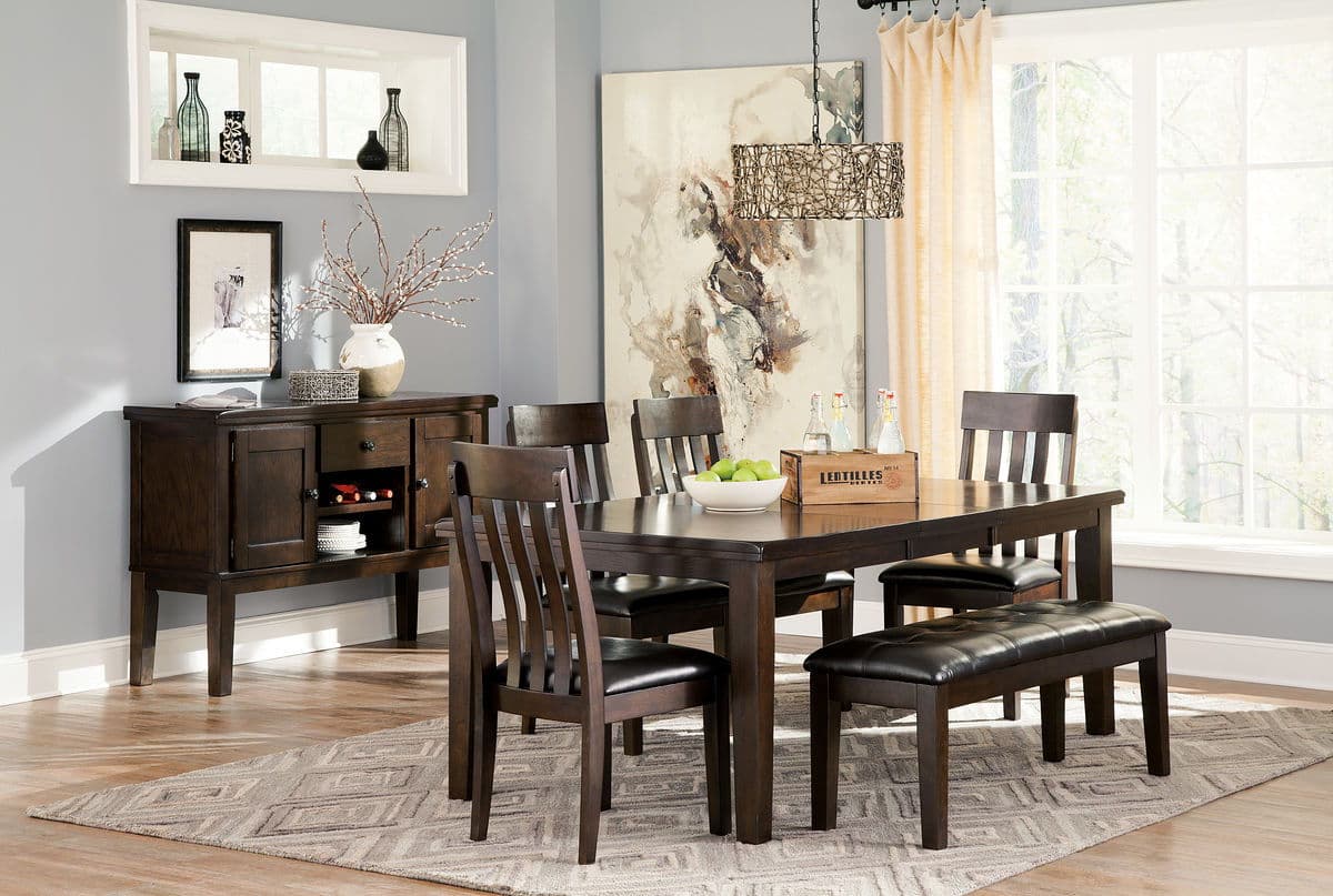 6 Pc. · Extension Table, 4 Side Chairs, Bench