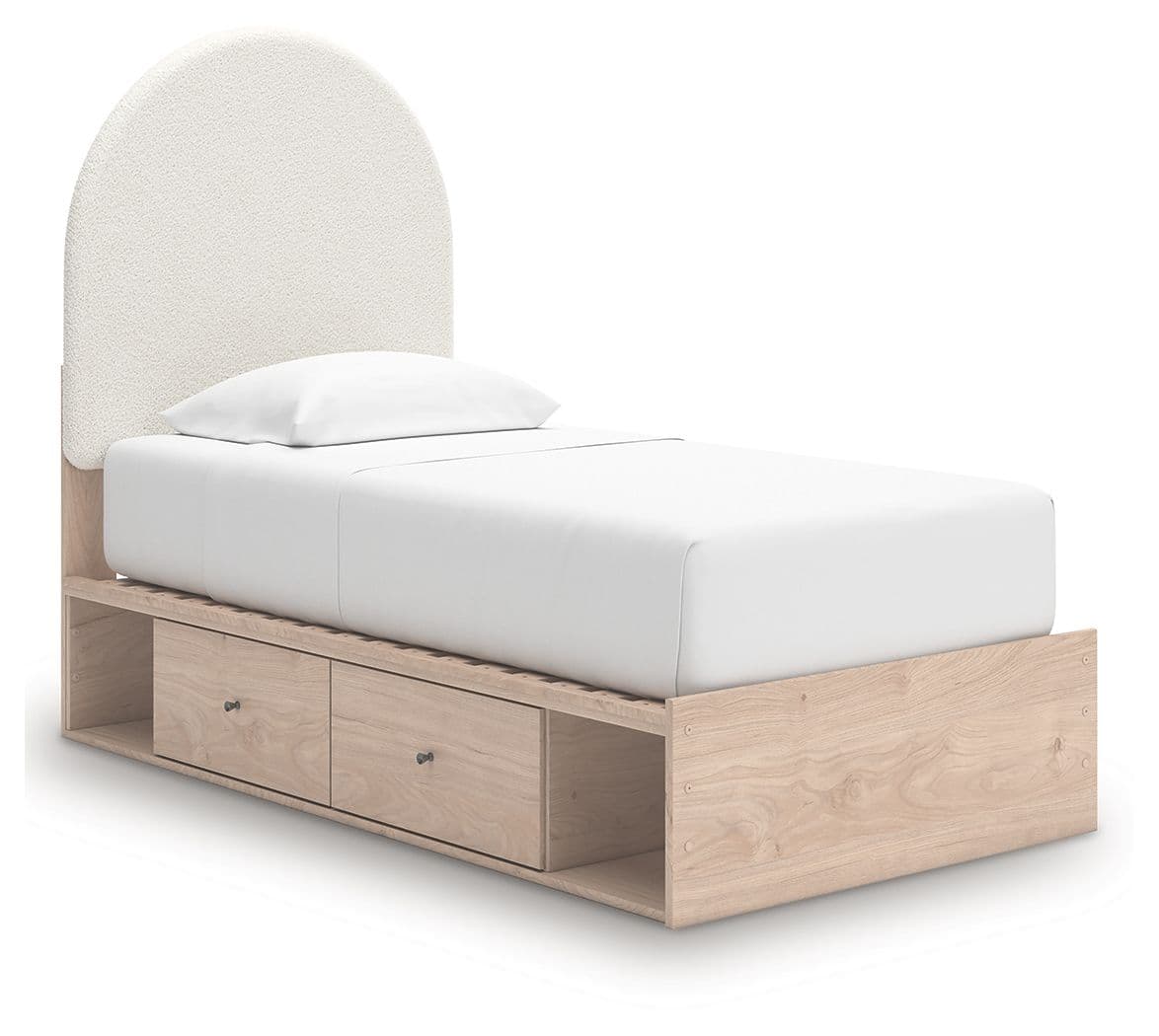 Twin Upholstered Panel Bed With 2 Under Bed Storage Units