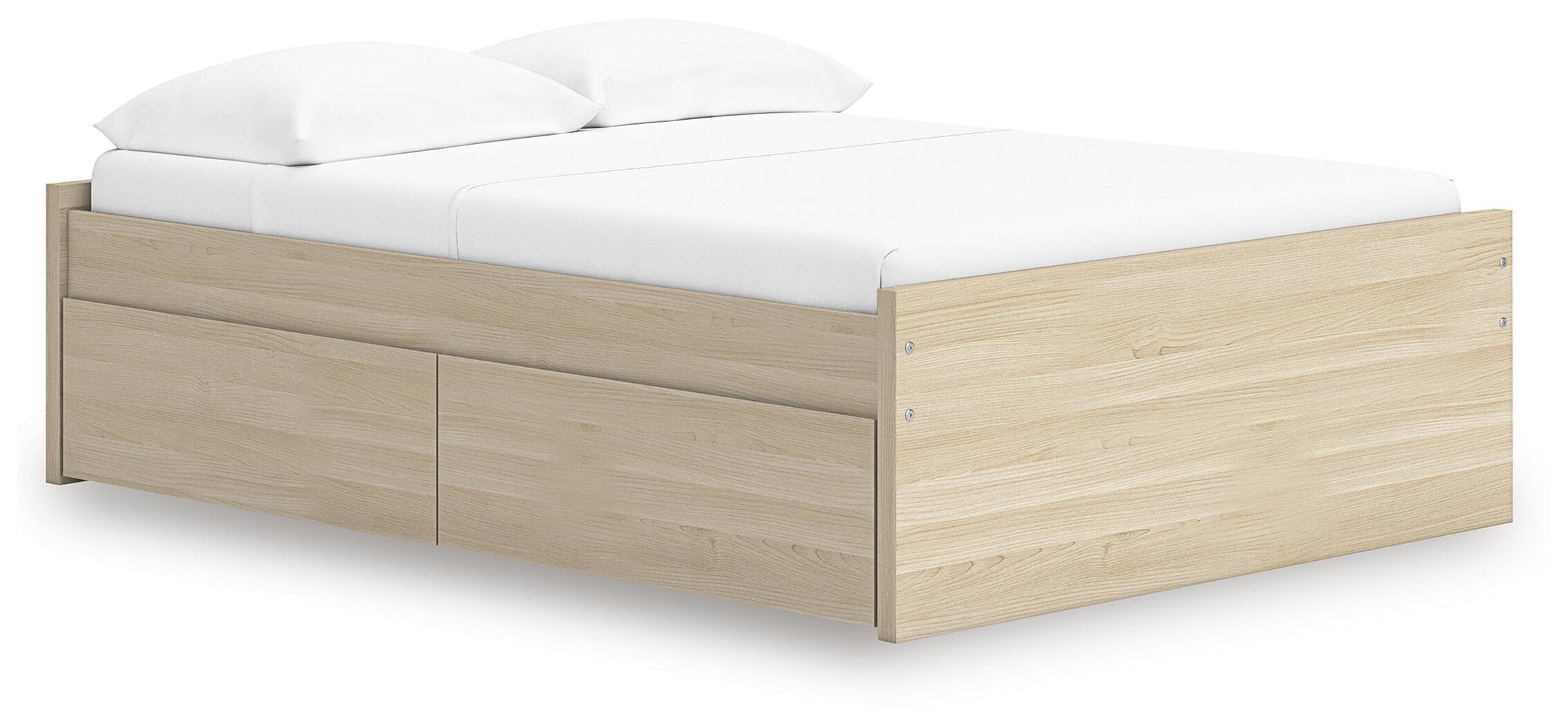 Full Platform Bed With 2 Side Storage · Natural